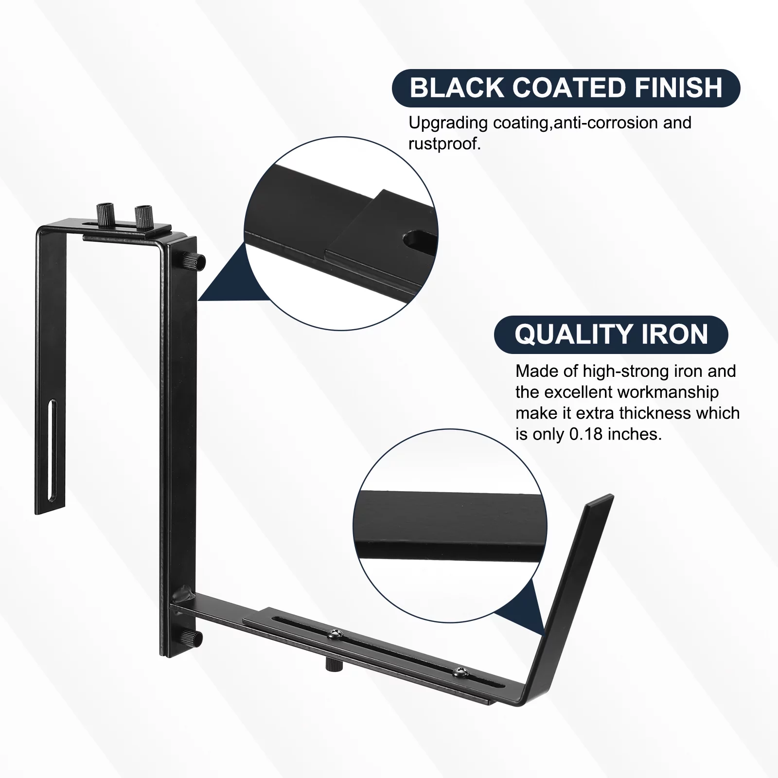 Black Planter Box Brackets, Adjustable Window Planter Box Brackets, Universal Window Box Brackets (6 PCS)