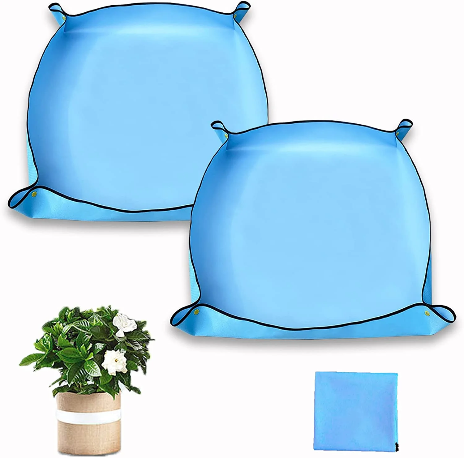 Namzi 2 PCS Plant Repotting Mat Indoor Gardening mat Potting Tray Transplanting Planting Mat Large Foldable replanting mat for House Plants(Oxford Fabric) (2 PCS Blue )