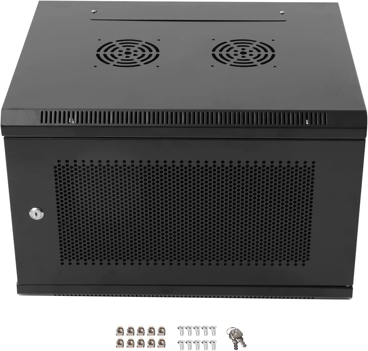 Miumaeov 6U Wall Mount Server Cabinet Network Rack Vented Enclosure Locking Door Black