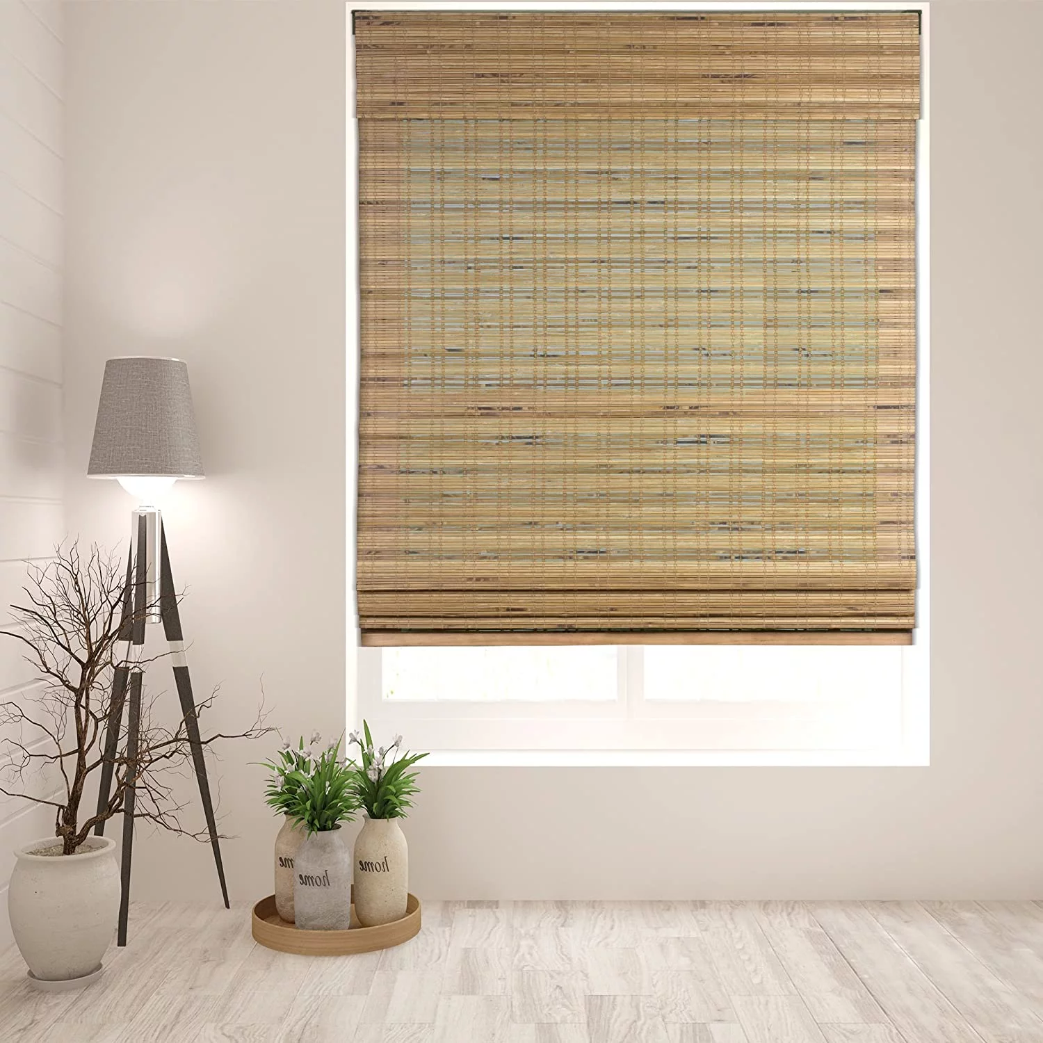 Sheer Bamboo Roman Shades with Valance - Tuscan, 26