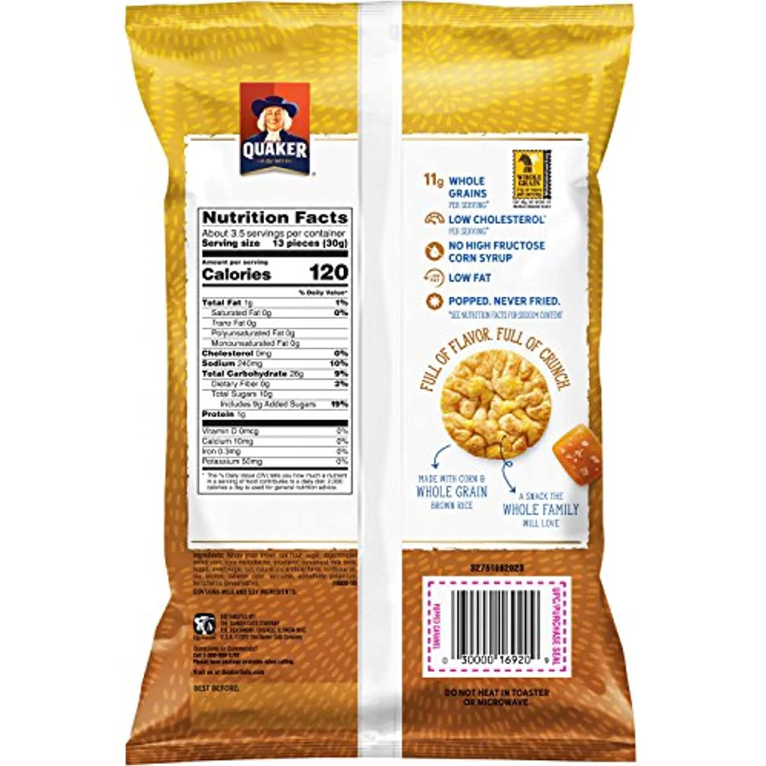 Quaker Rice Crisps, Gluten Free, Caramel, 7.04Oz Bags, 6 Count