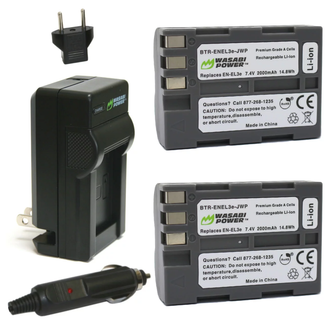 Wasabi Power Battery (2-Pack) and Charger for Nikon EN-EL3e