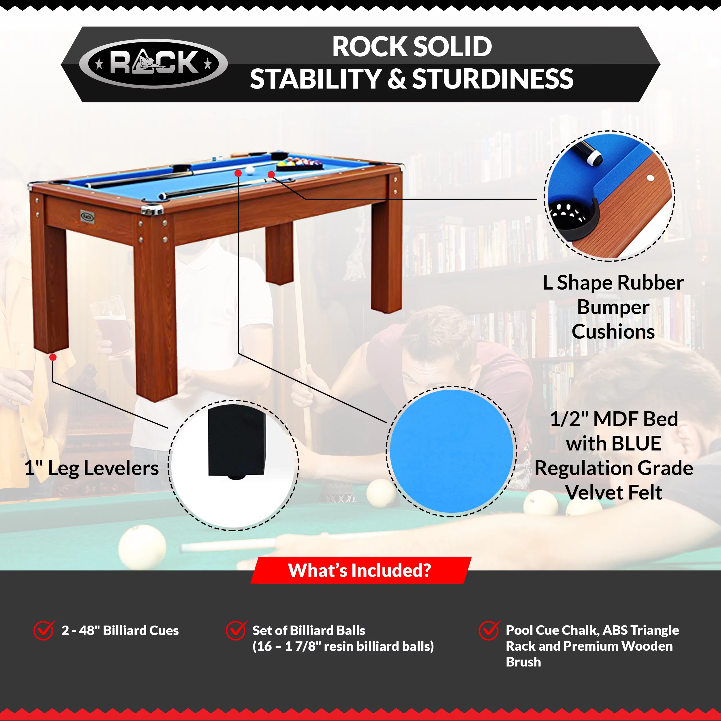 RACK Bolton 5.5-Foot Billiard/Pool Table (Brown)