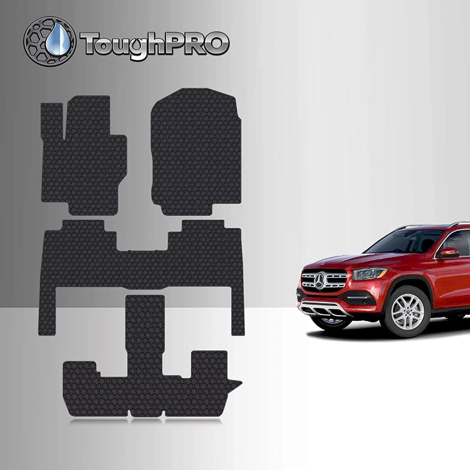 TOUGHPRO Floor Mat Accessories Set (1st + 2nd + 3rd Row) Compatible with Mercedes-Benz GLS450-2nd Row Bucket - All Weather - Heavy Duty - (Made in USA) - 2021