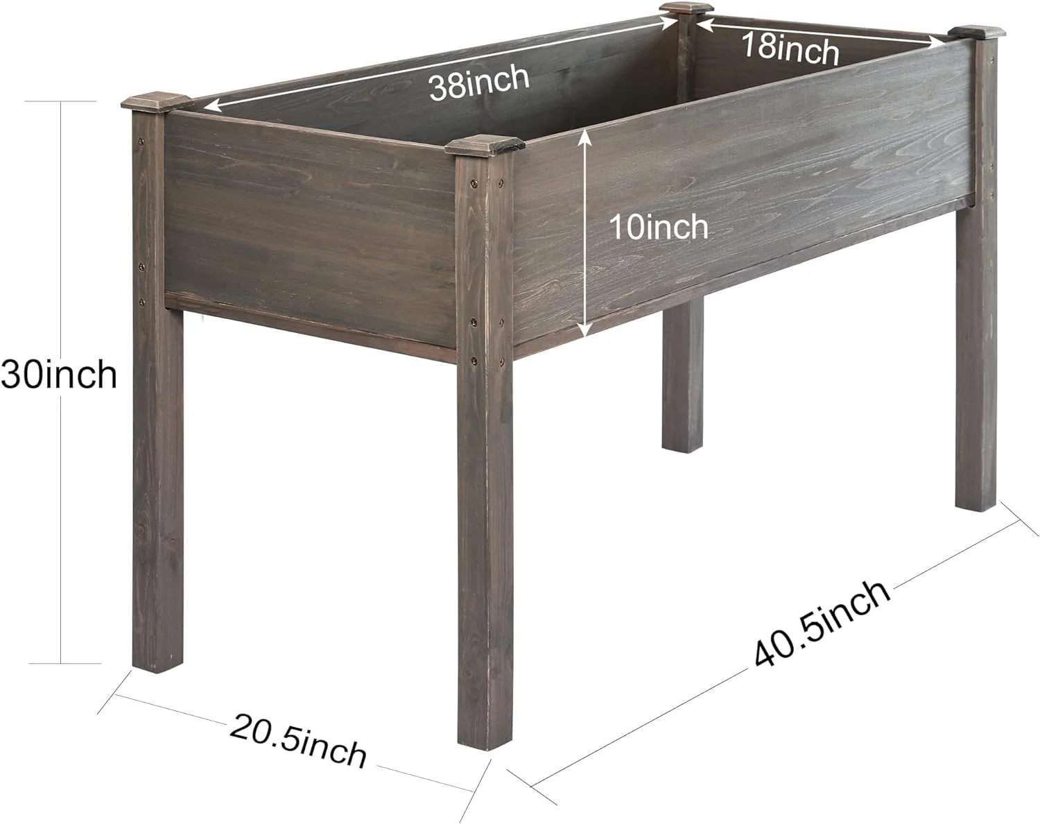 Grey 40.5x20.5x30 inches Raised Garden Bed Elevated Wooden Planter Box Stand with Legs for Herbs,Vegetables,Flowers,Great for Outdoor Patio, Deck,220lb Capacity