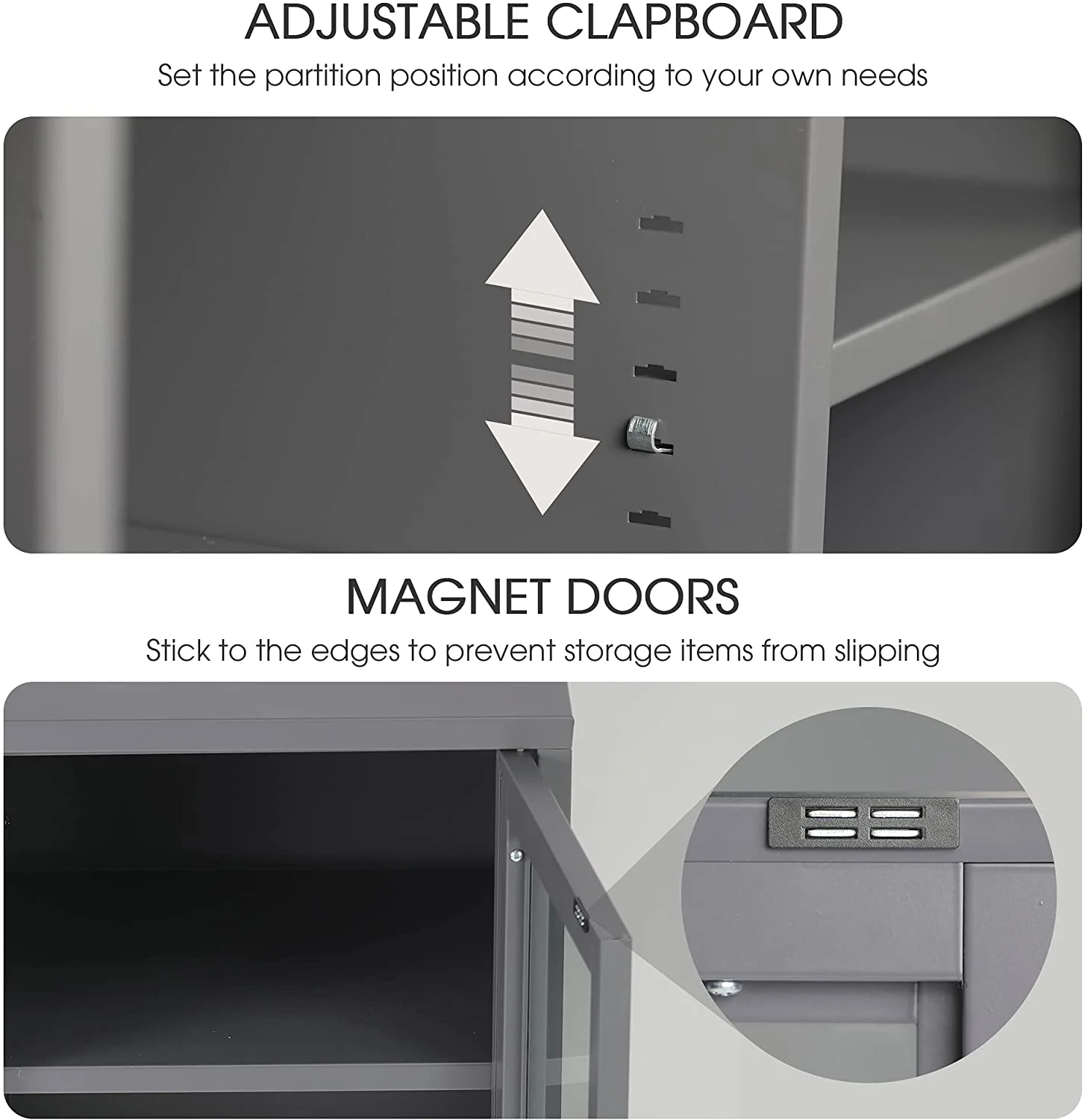 GVJMTKP Glass Display Cabinet Kitchen  Cabinet  Sideboard Buffet Cabinet  Floor  Cabinet with Double Glass Doors 4 Adjustable Shelves  Suitable for Living Room  Entryway  Kitchen- Gray