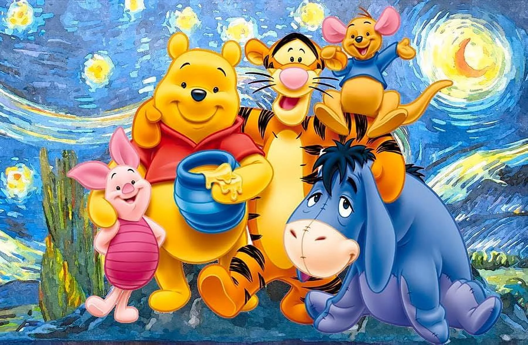 DIY 5D Diamond Painting Kit for Adult Kids Beginner, Winnie the Pooh Full Drill Round Diamond Embroidery Arts Painting by Number Kit for Relaxation, Home Wall Decor Gift 12x16 inch