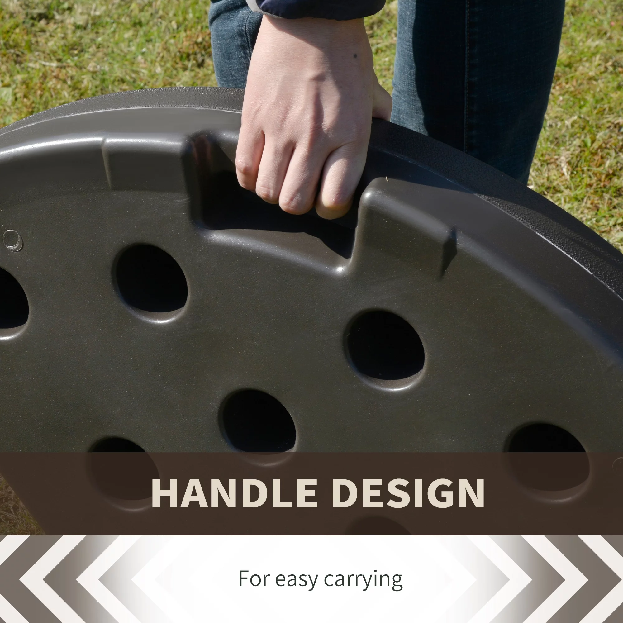 Outsunny 4 Pieces Cantilever Patio Umbrella Base, Fan Shaped Umbrella Weight w/ Built-In Handles & Rugged Material, 148 lbs Water and 220 lbs Water and Sand, Coffee