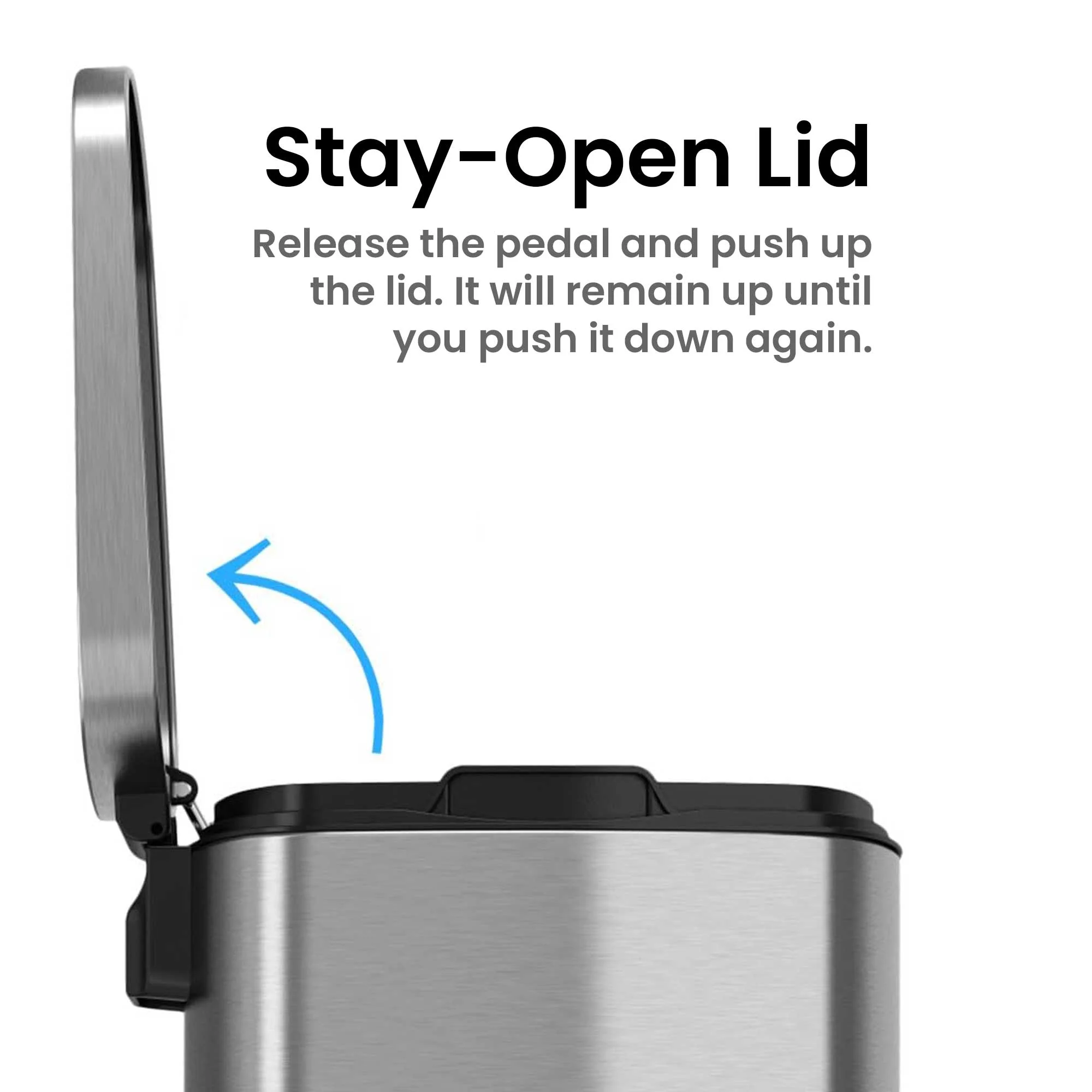 iTouchless SoftStep 13.2 Gallon Step Pedal Garbage Can, Stainless Steel, 50 Liter, Kitchen Trash Bin