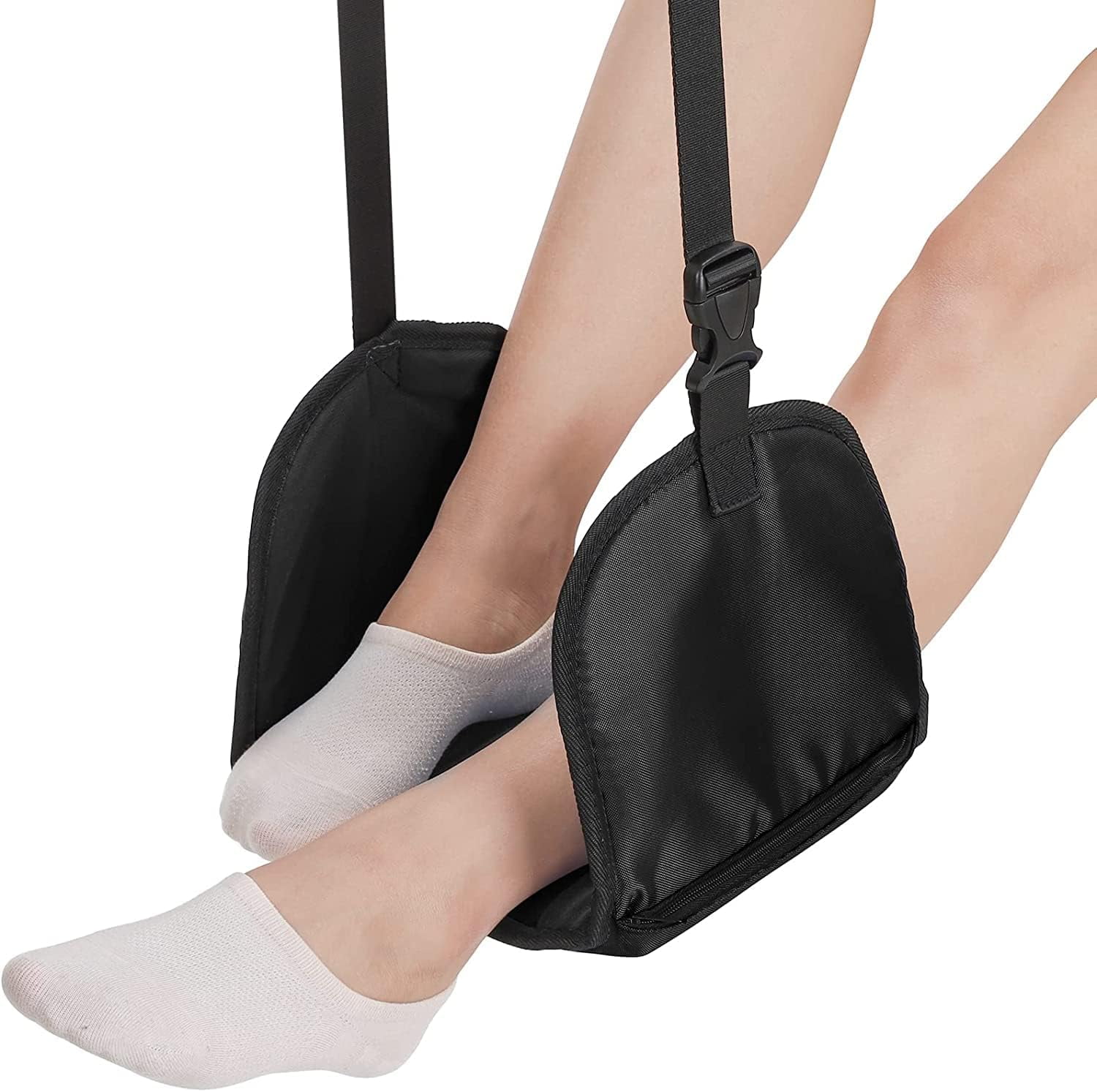 YHRY  Airplane Footrest Travel Foot Rest for Plane, Portable Memory Foam Plane Foot Hammock for Airplane Travel Leg Rest, Office Footrests Foot Rest for Airplane Travel Flight Essentials (Black)