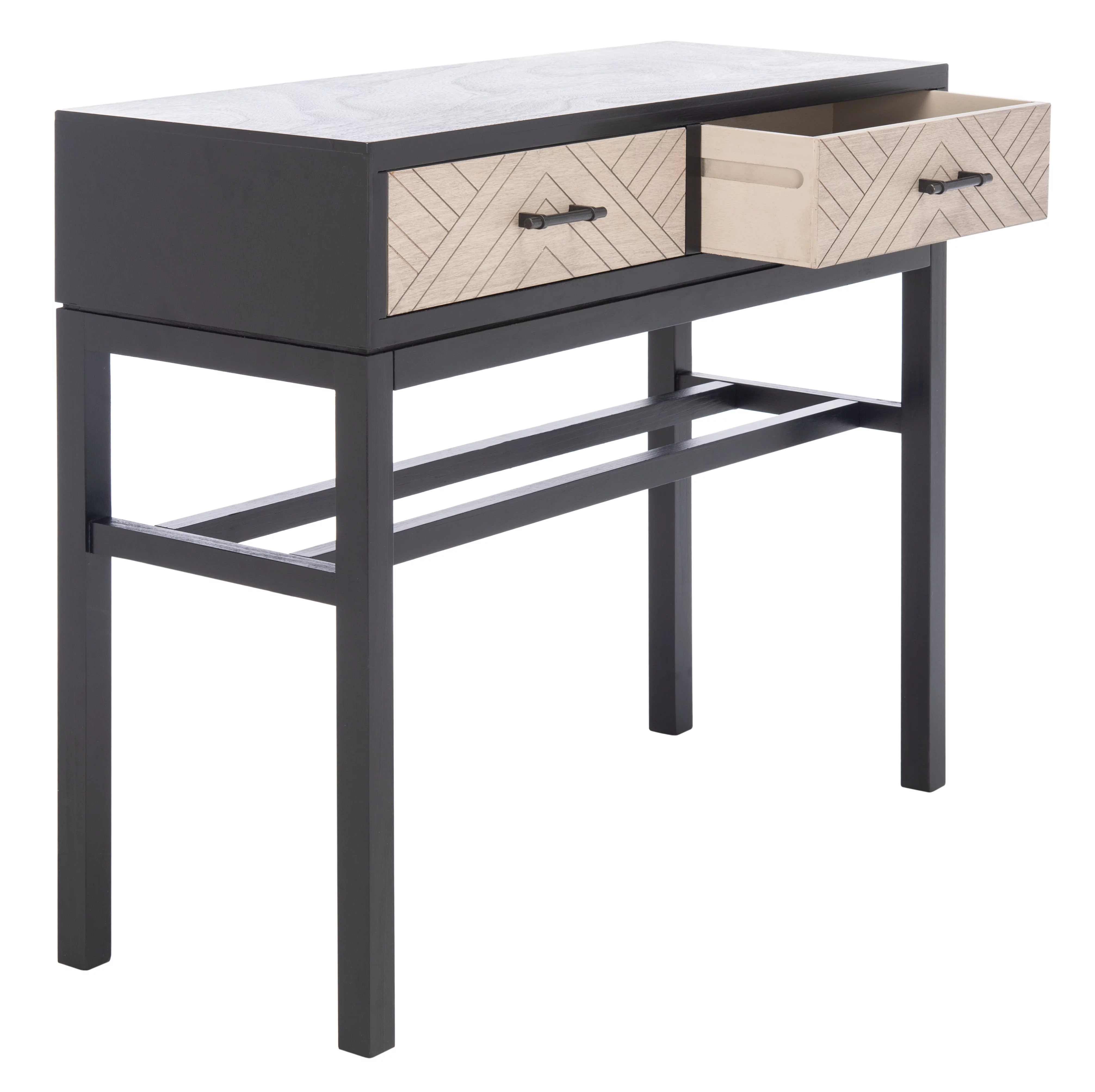 SAFAVIEH Ajana Modern 2 Drawer Console, Black/Griege