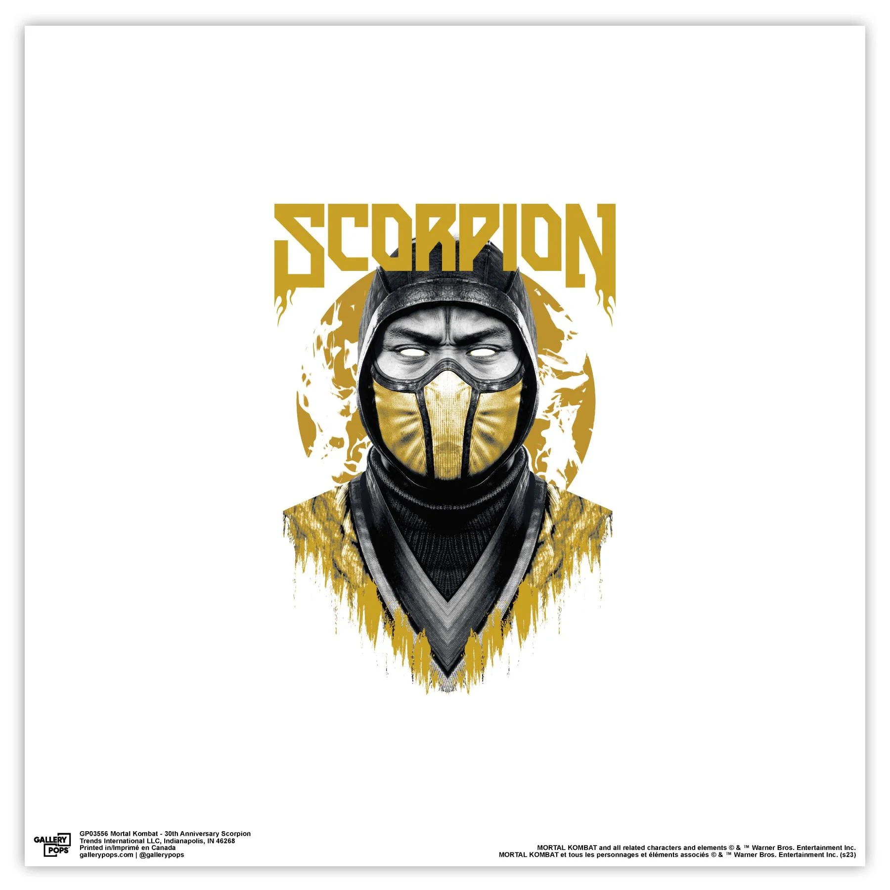 Gallery Pops Mortal Kombat - 30th Anniversary Scorpion Wall Art, Unframed Version, 12