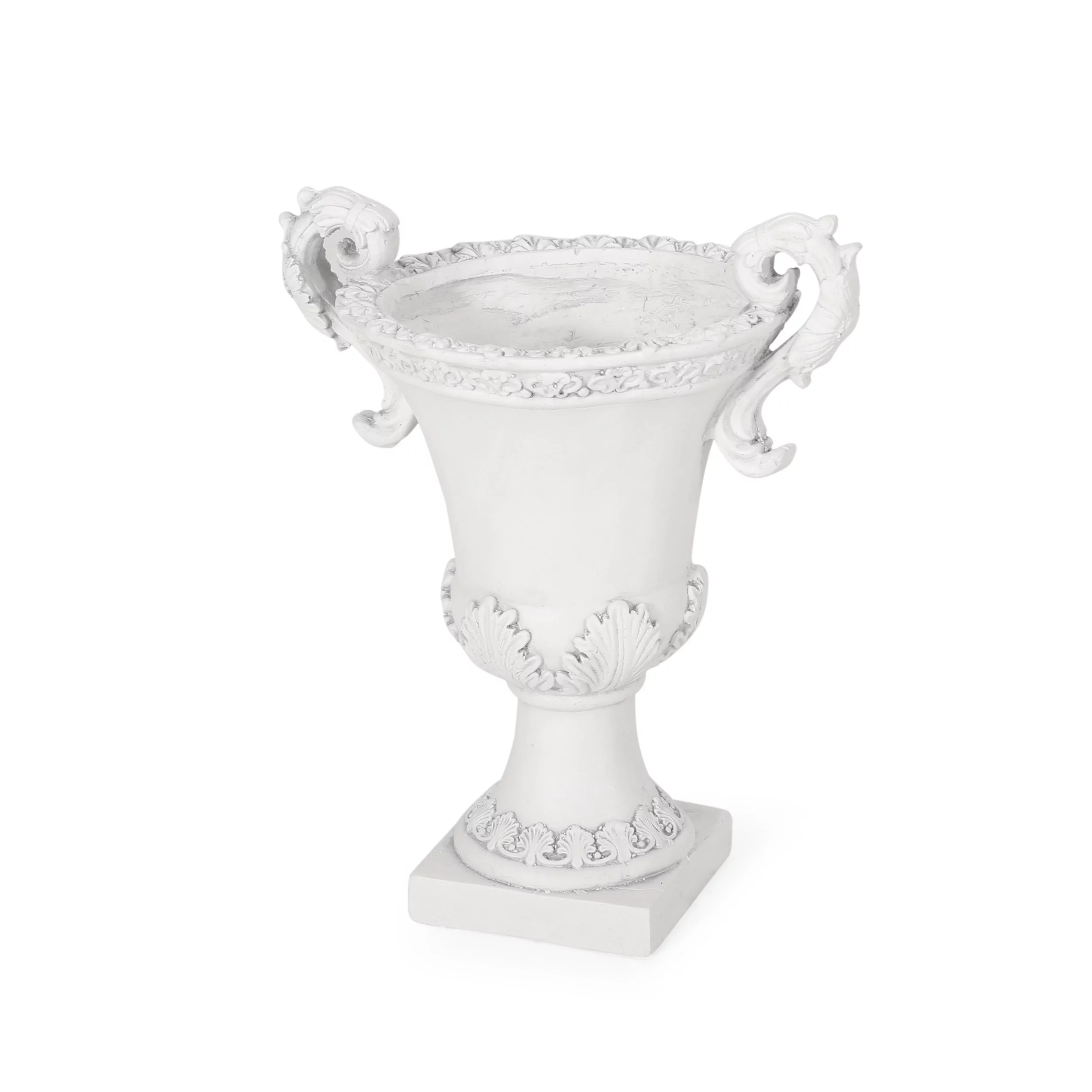 Renee Chalice Garden Urn Planter, Roman, Botanical, Antique White