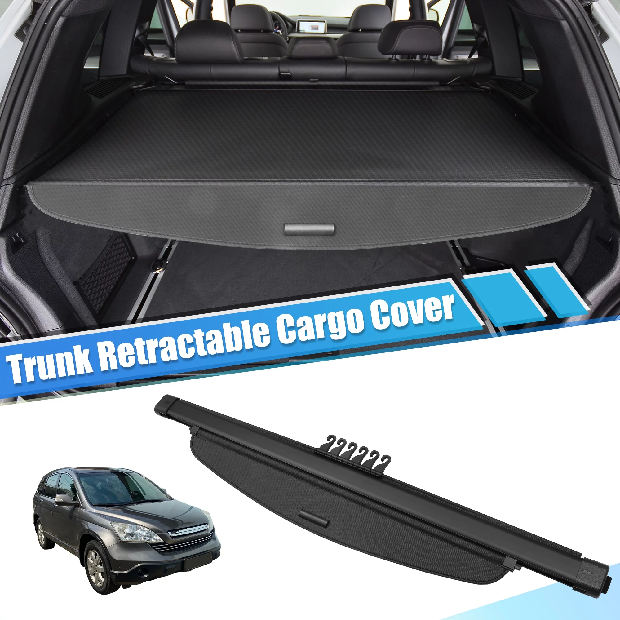 Unique Bargains Retractable Cargo Cover Rear Trunk cover Shield Shade Black Fit for Honda CRV 2007-2011