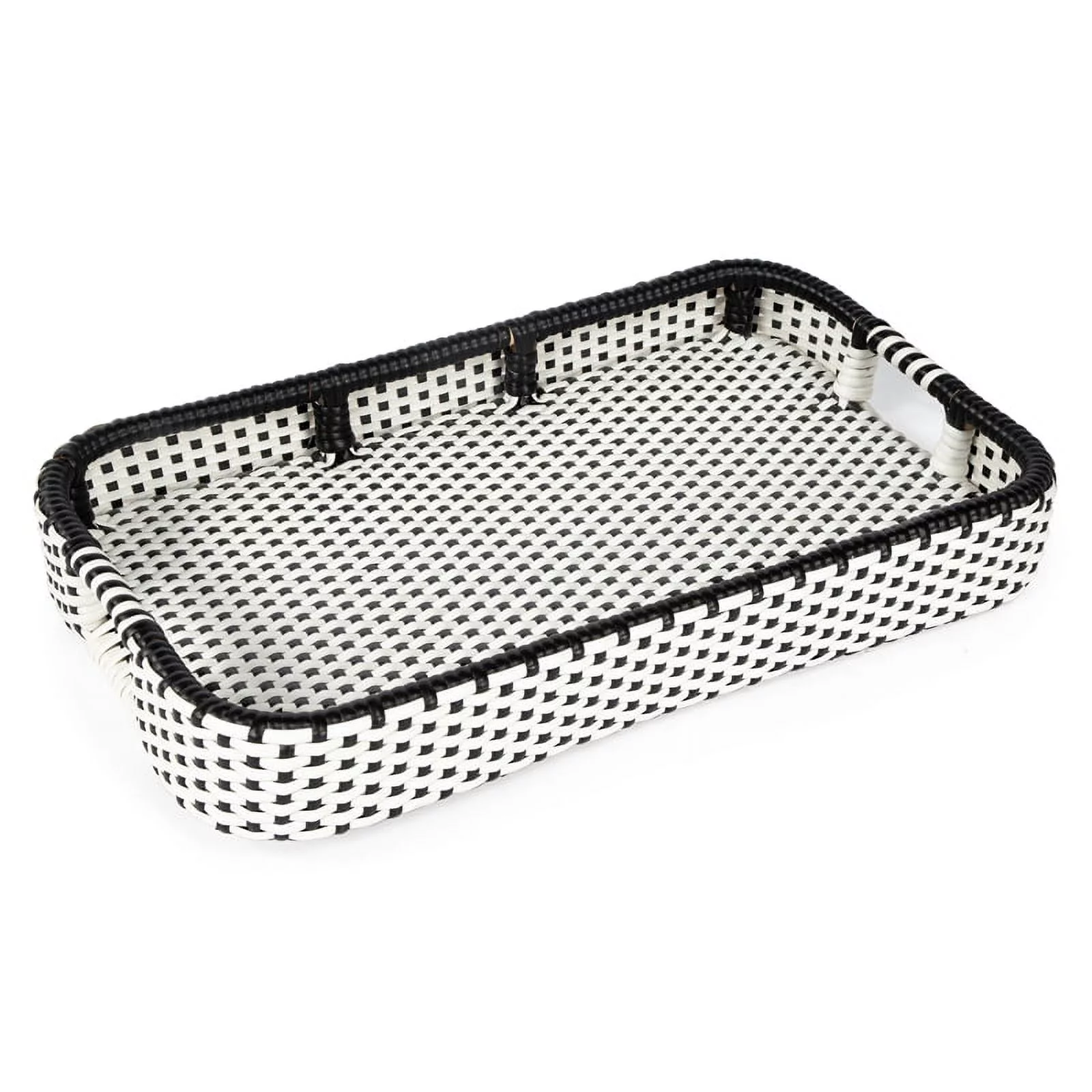 Beaumont Lane Black & White Rattan Bar Cart