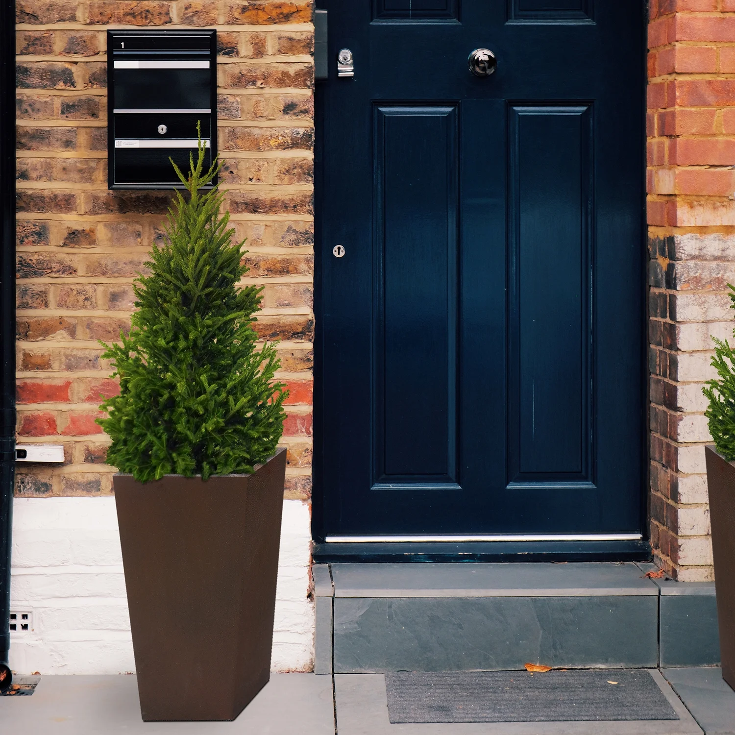 HomeStock Old World Opulence Rustic Brown Mgo 24.2In. H Tall Tapered Square Planter