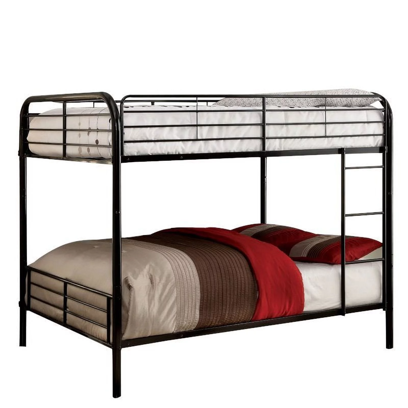 Bowery Hill Contemporary Metal Full Over Full Bunk Bed in Black