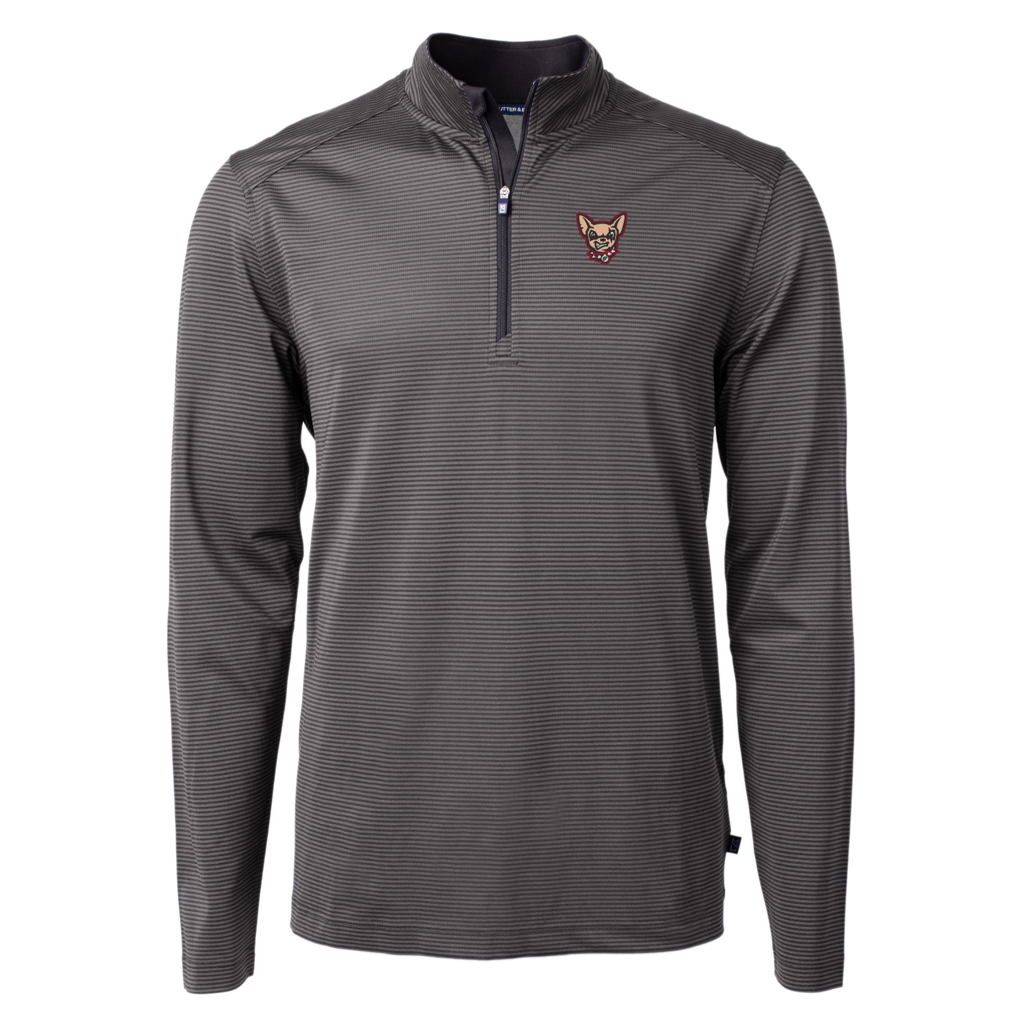 Men's Cutter & Buck Black El Paso Chihuahuas Big & Tall Virtue Eco Pique Micro Stripe Recycled Quarter-Zip Pullover