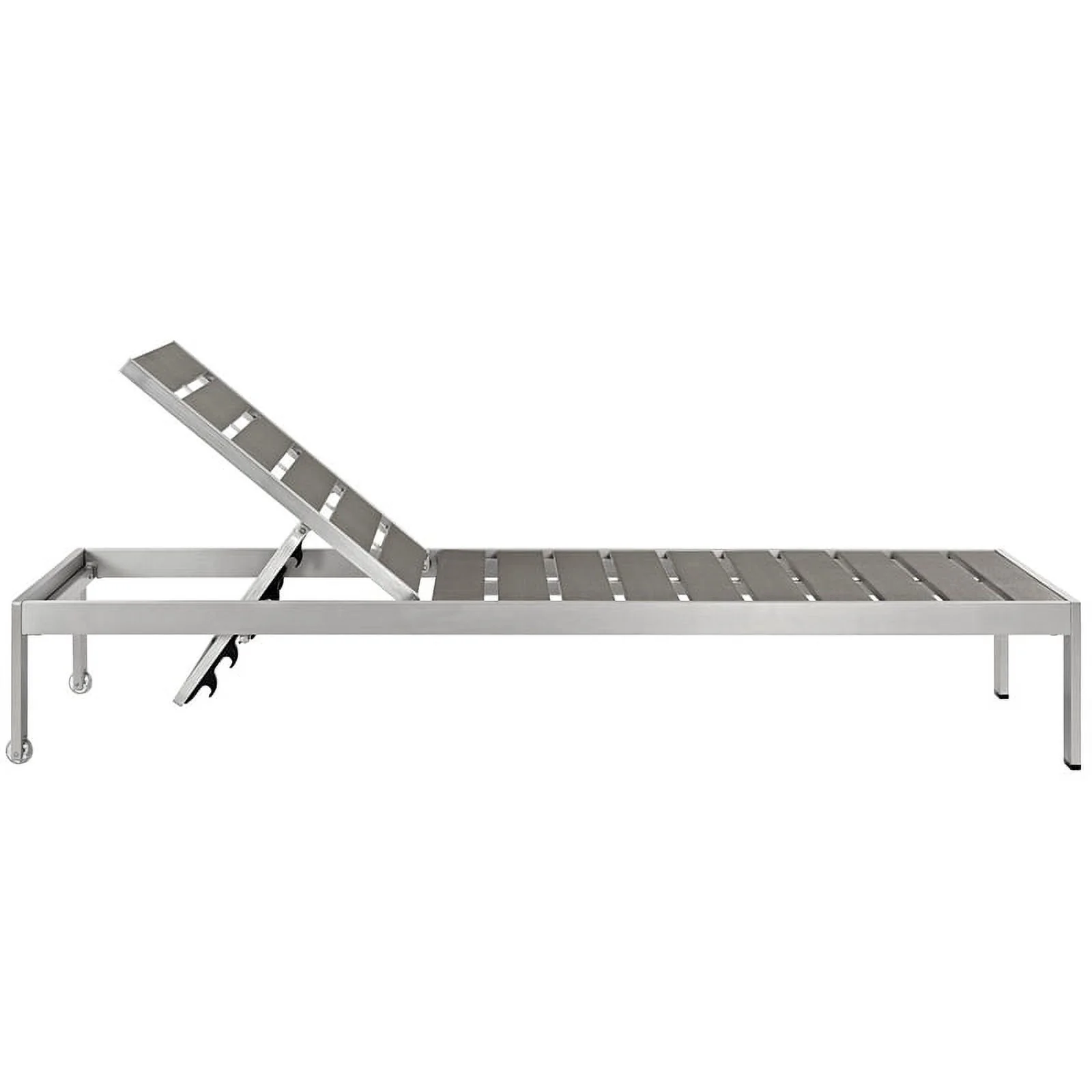 Pemberly Row Aluminum Patio Chaise Lounge Chair in Silver/Gray (Set of 2)