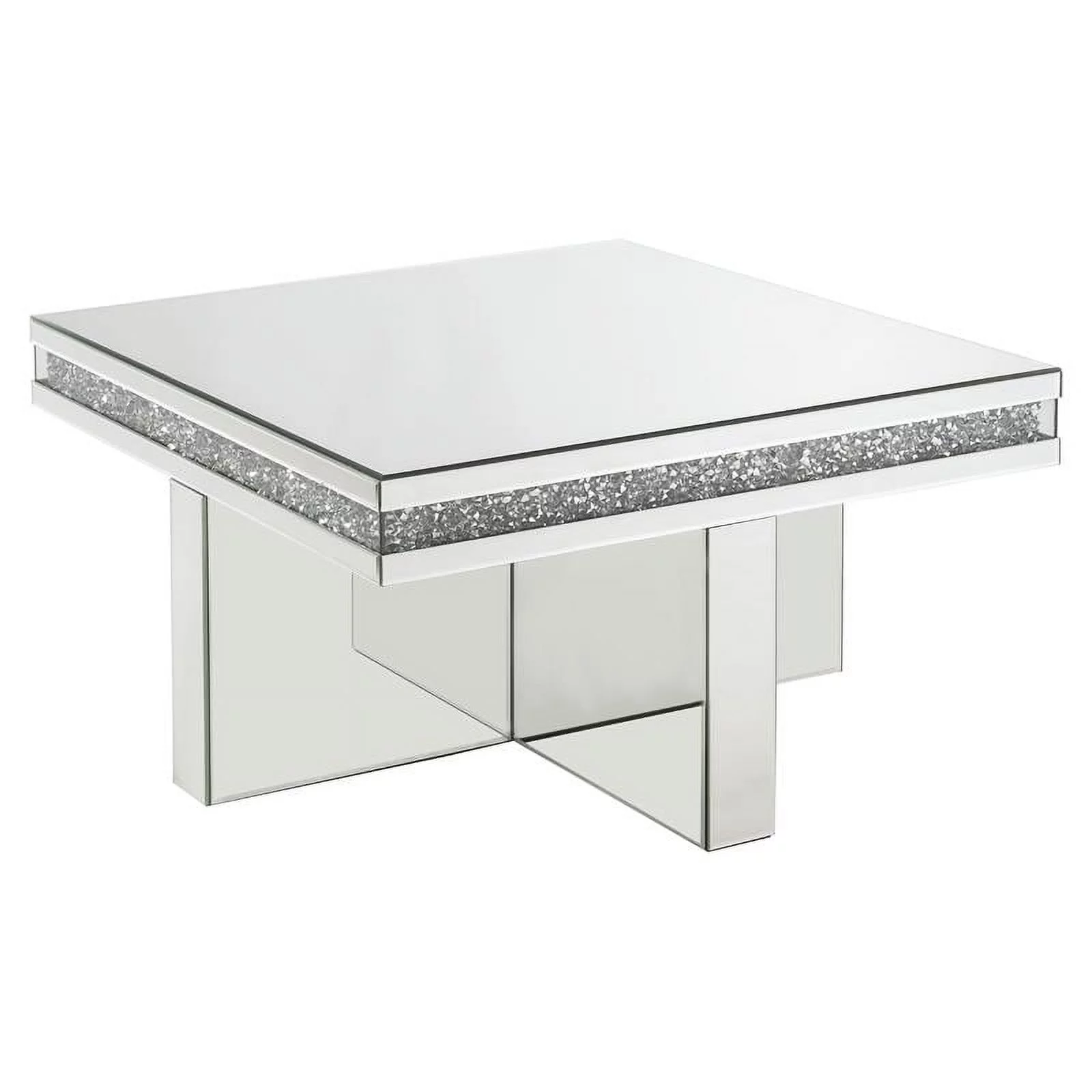 Home Square 2-Piece Set with Coffee Table and Mirrored End Table