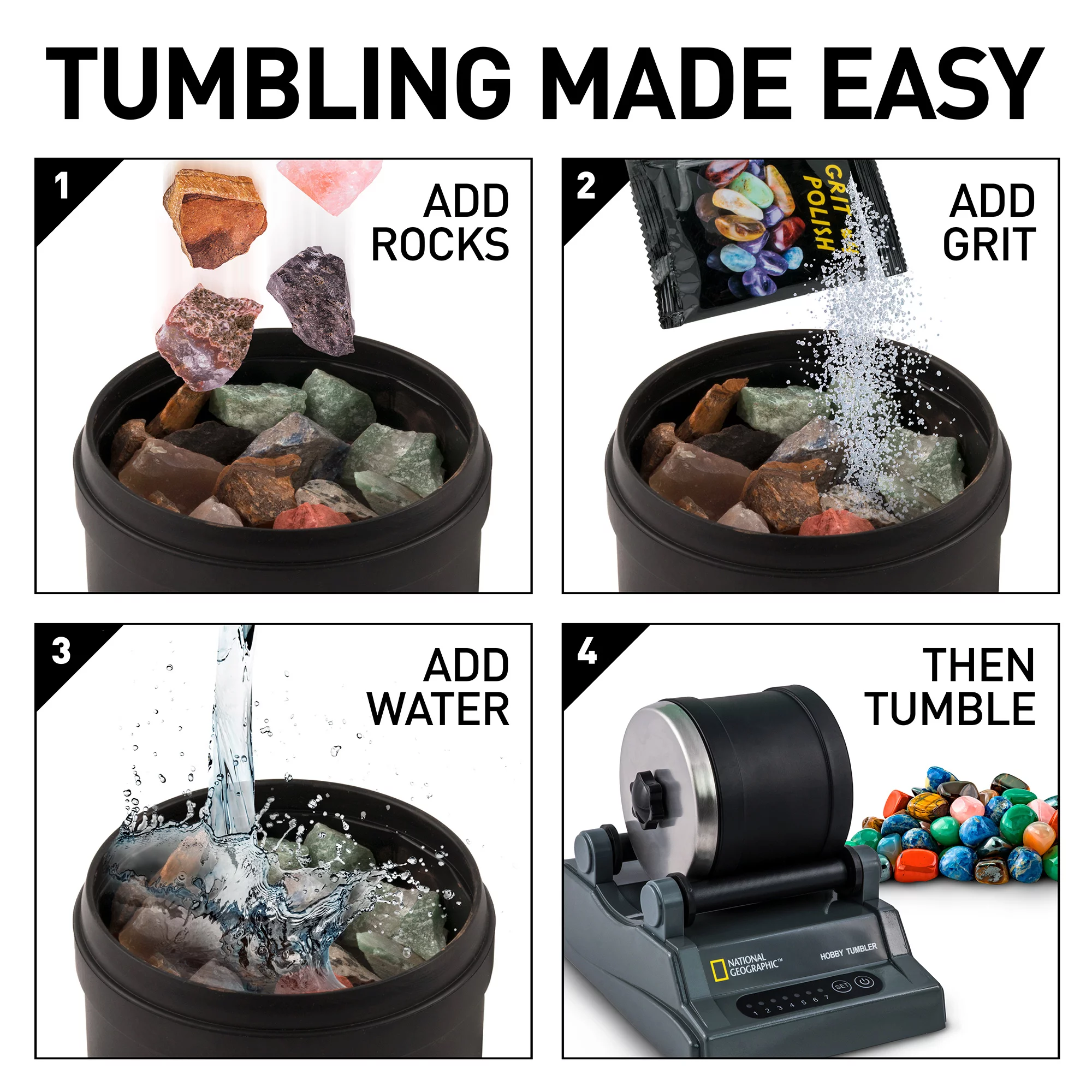 National Geographic Rock Tumbler-Create Polished Gemstones