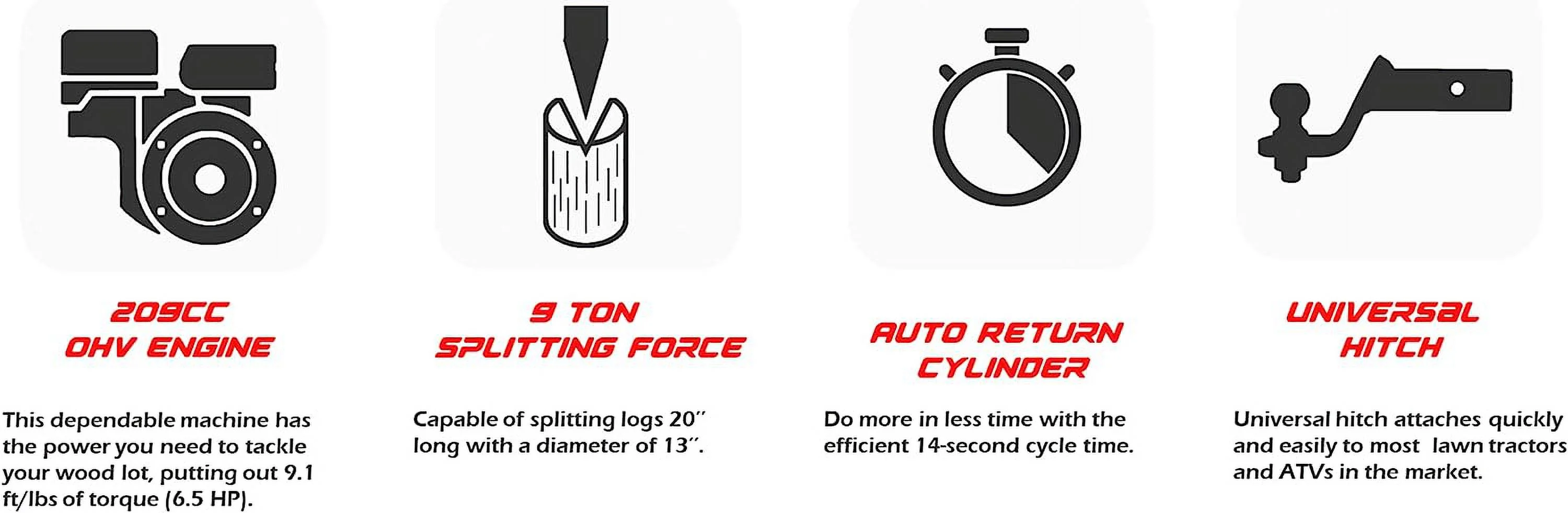 Lumber Jack YTL-590-111 9 Ton Log Splitter 209CC