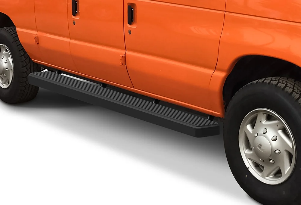 APS iBoard Running Boards 6-inch Matte Black Compatible with Ford Econoline 1999-2014 Full Size Van 3-Door (Nerf Bars Side Steps Side Bars)
