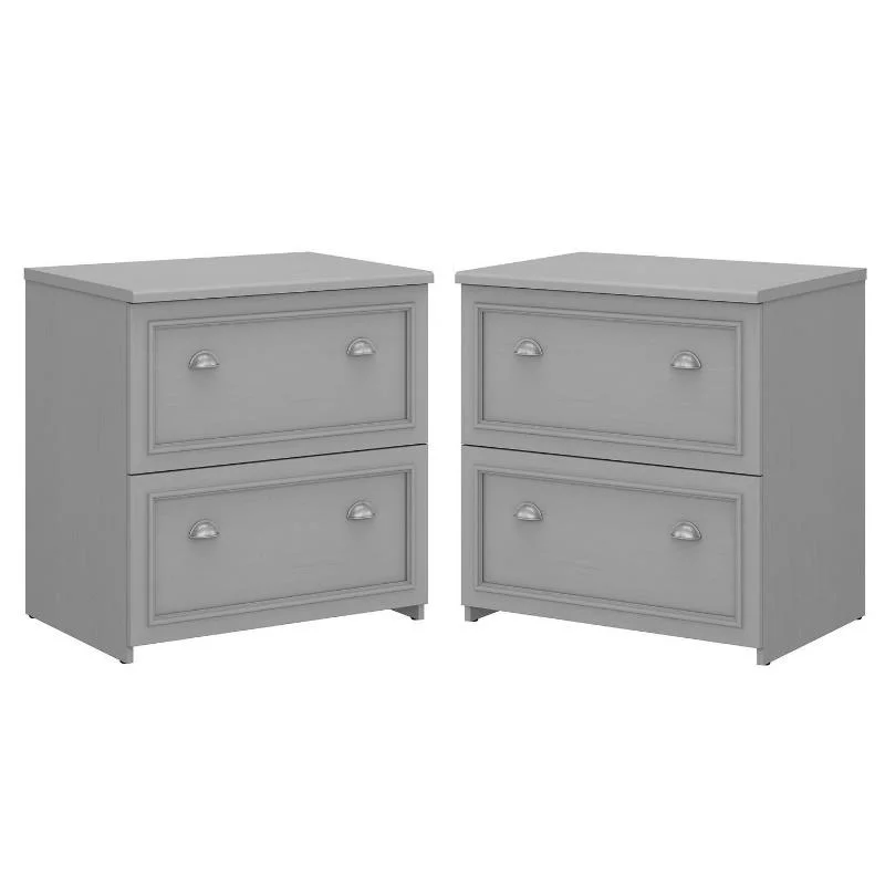 Home Square 2 Piece Engineered Wood Filing Cabinet Set in Cape Cod Gray