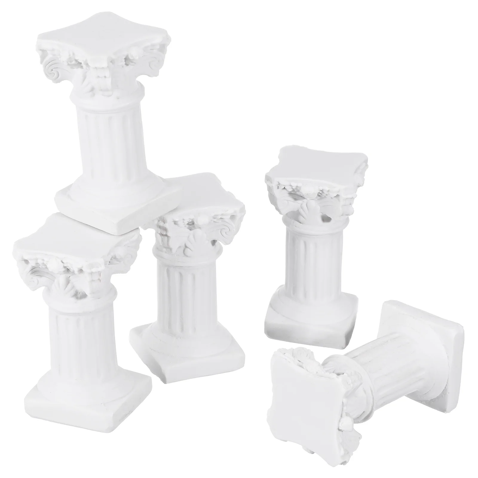 Guichaokj 5Pcs Roman Pillar Statues Resin Pedestal Stand Roman Pillar Greek Column Statues