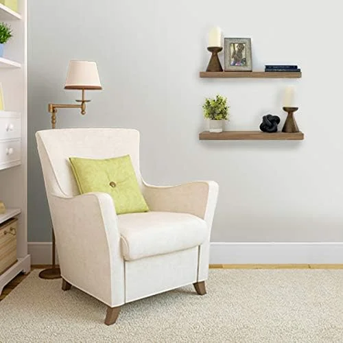 FDIGLUL Floating Shelves Wood Floating Shelves Set - New England  Rustic Pine Kitchen Office Bedroom Wall Mounted Smooth Finish Organizers 2 Pack (2 x 5.5 x 24 & 36\u201D) (24 inches