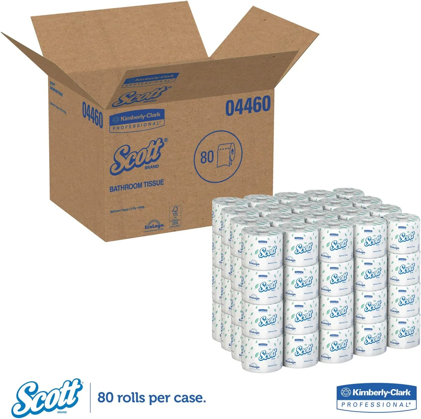 Scott Essential Standard Roll Bathroom Tissue, Septic Safe, 2-Ply, White (550 sheets/roll, 80 rolls)