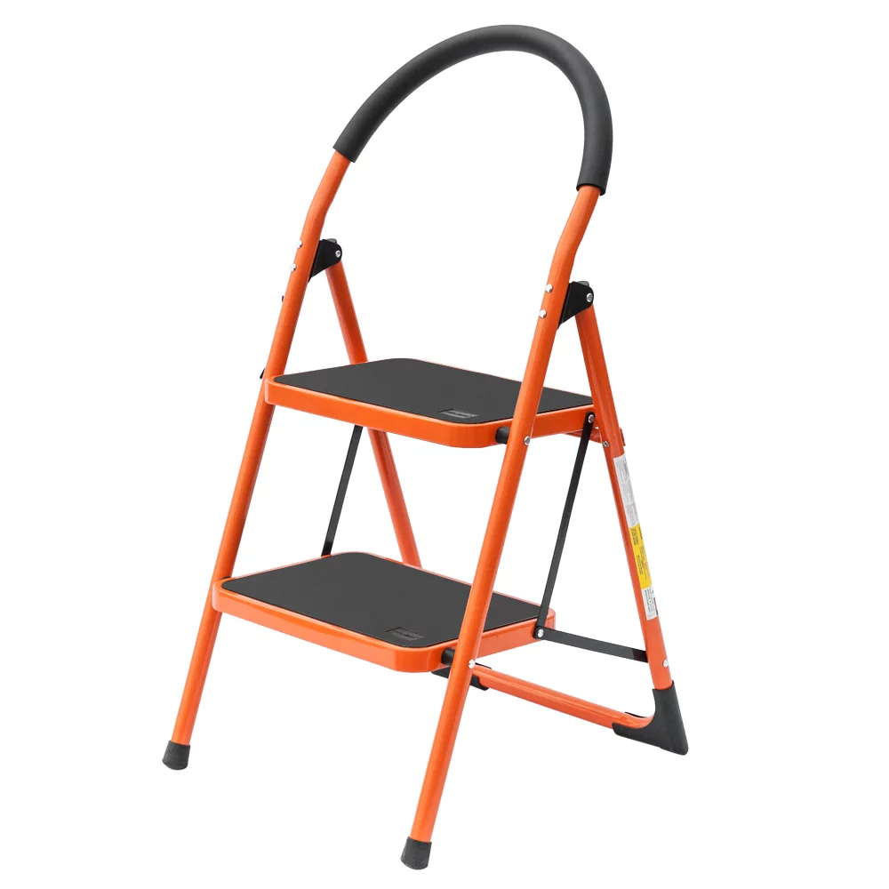 LUISLADDERS Step Ladder 2 Step Folding Stool Ladder Lightweight with Handrails Anti-Slip Wide Pedal 330 lb