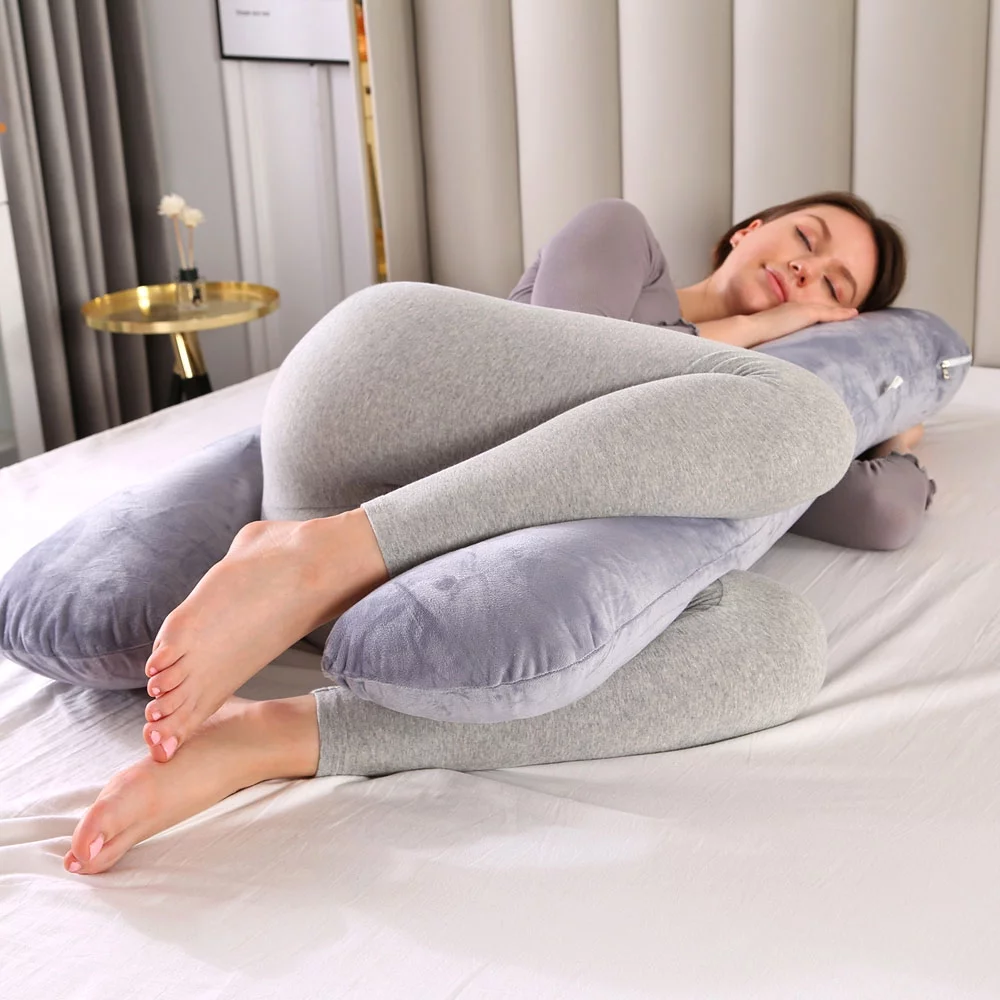 U Shaped Pregnancy Pillow with Cover, U Shaped Full Body Pillow for Pregnant Women and Sleeping, 60*120cm