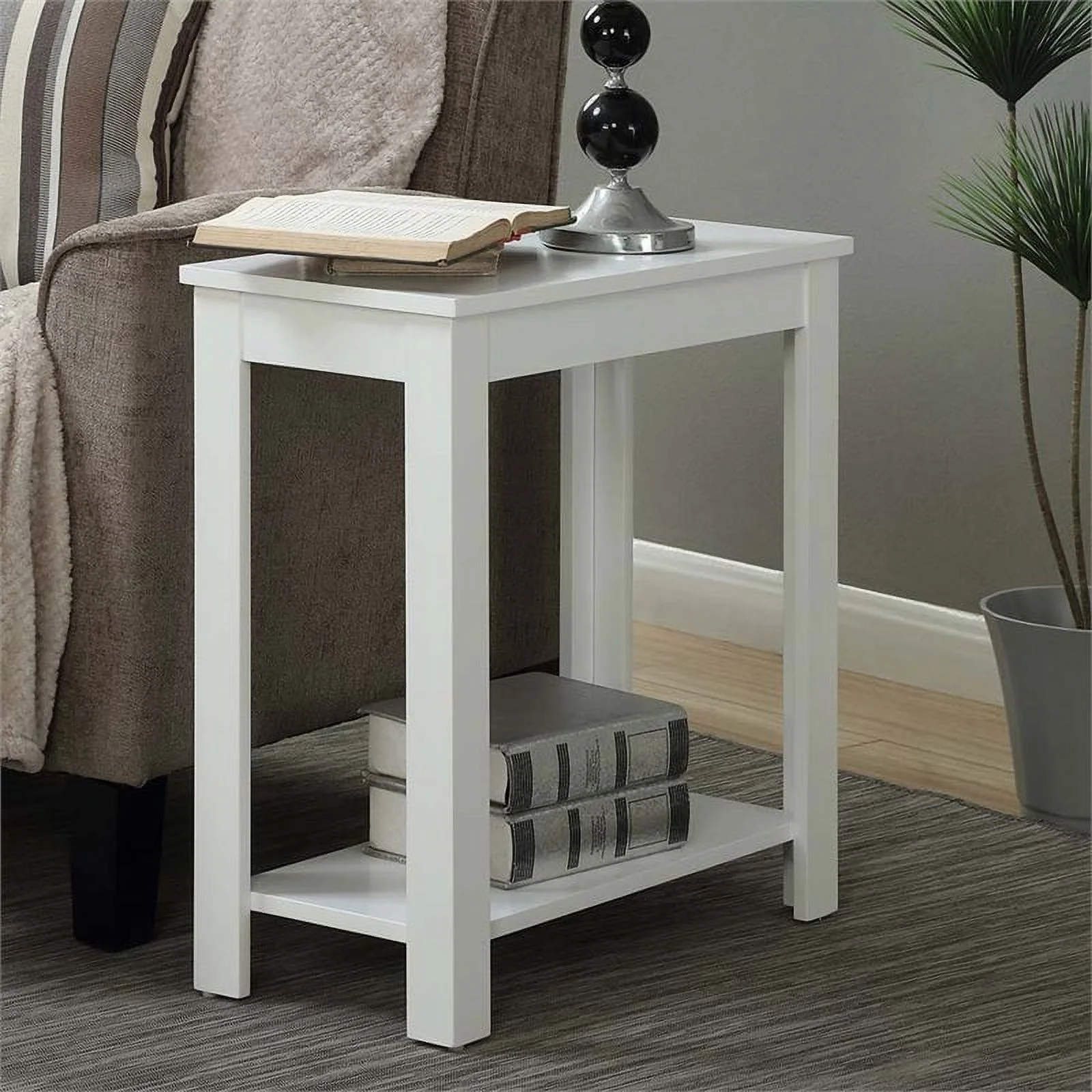 Pemberly Row 1 Shelf Traditional Wood Chairside End Table in White