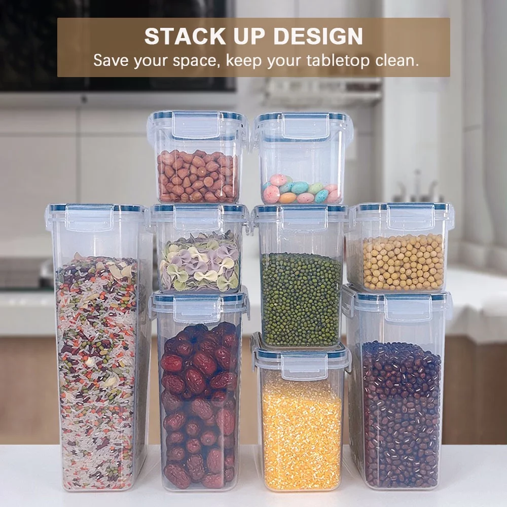 Dcenta Clear BPA-Free Food Storage Containers, 7PCS Set, Stackable Design, Ideal for Pasta Flour Rice,