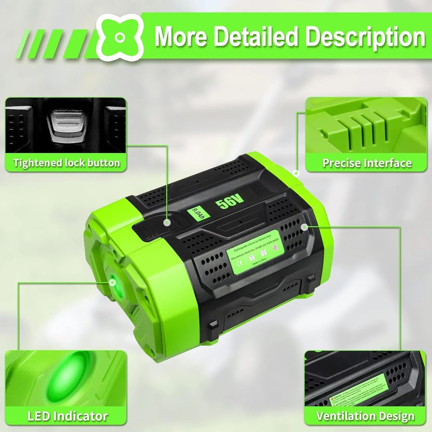 9000mAh High Capacity Replacement for EGO 56V Battery BA2800 BA4200T BA4200 BA1400 BA2800T BA5600T