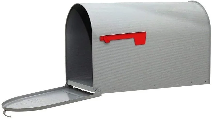 AUCHI  Stanley Extra-Large Capacity Galvanized Steel Grey, Post-Mount Mailbox, ST200000