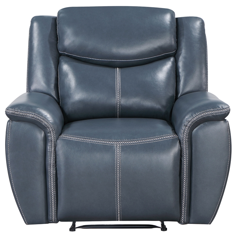 Pemberly Row Faux Leather Upholstered Motion Recliner Chair Blue