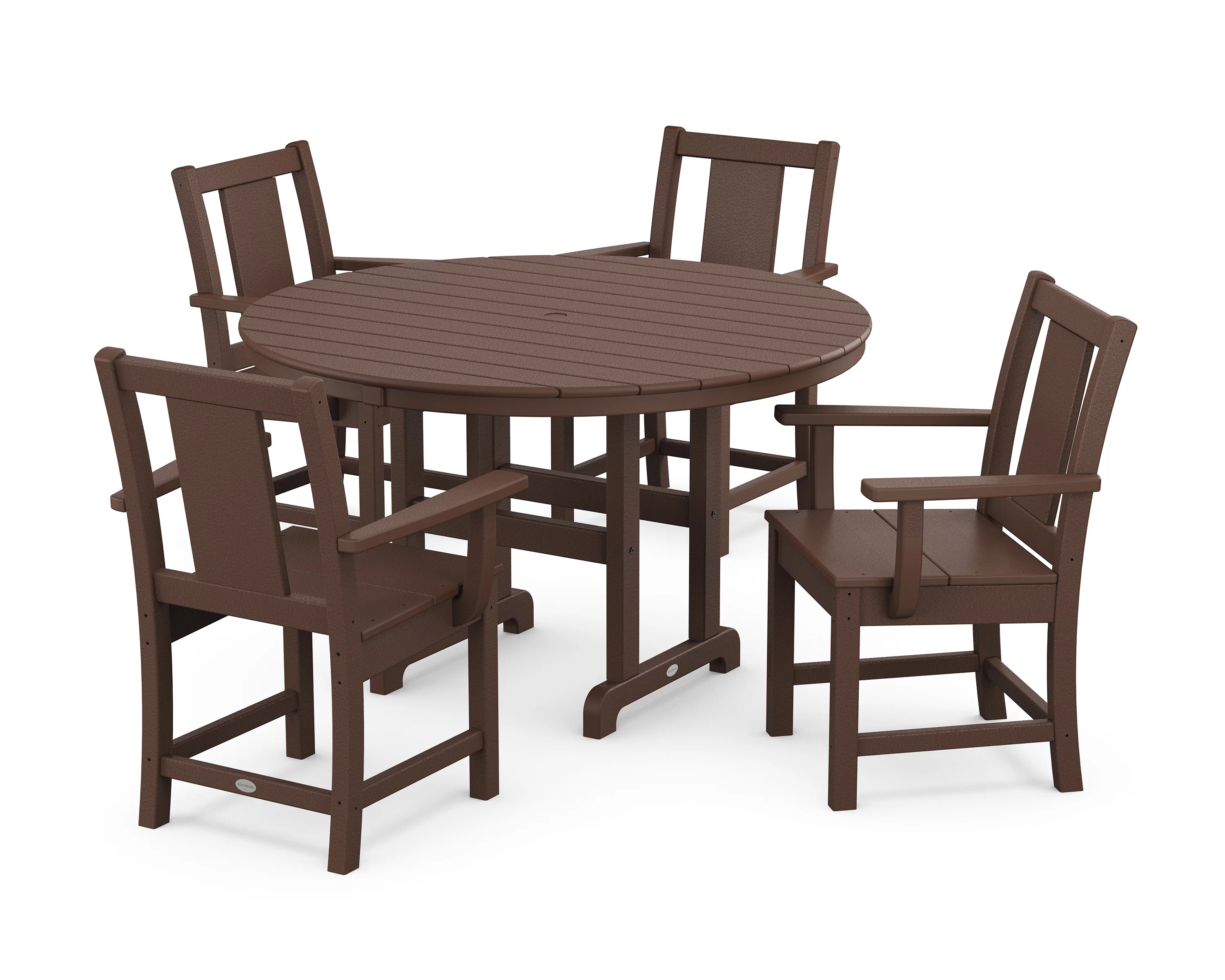 POLYWOOD® Prairie 5-Piece Round Farmhouse Dining Set in Mahogany