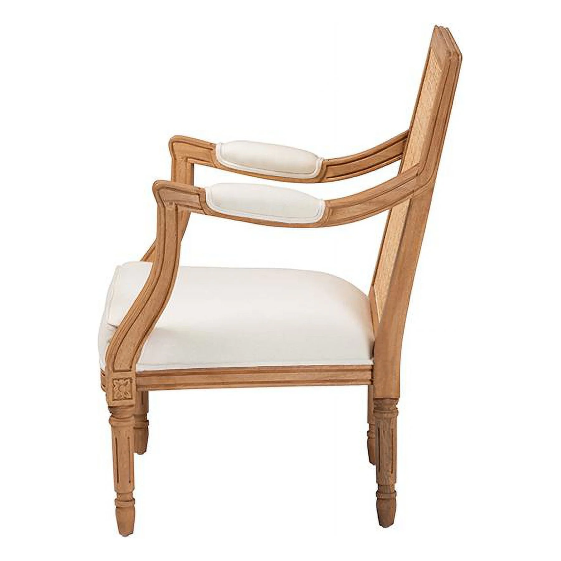 bali & pari Garridan Traditional French Beige Fabric and Honey Oak Finished Wood Accent Chair