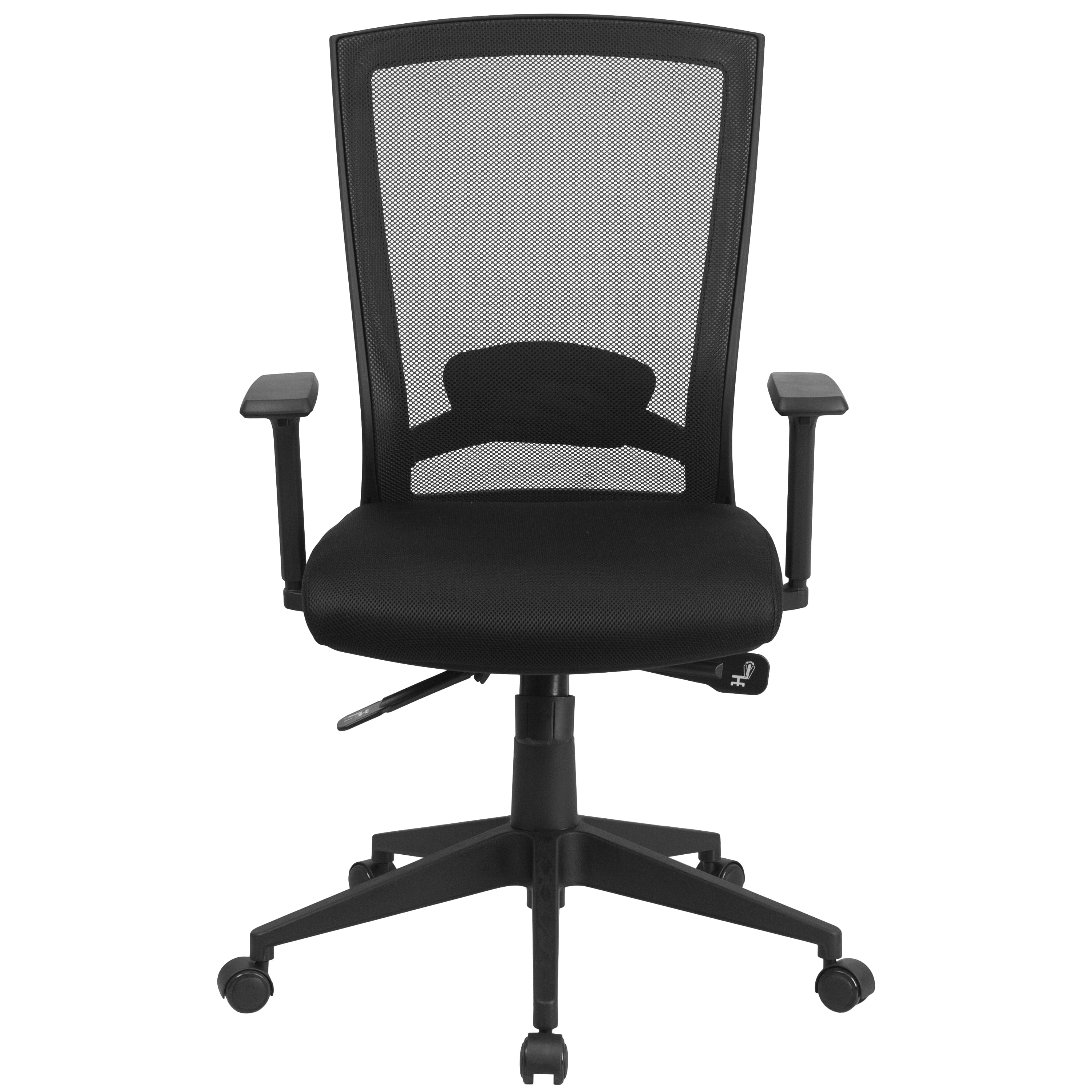 Emma + Oliver Mid-Back Black Mesh Swivel Ergonomic Office Chair Back Angle Adjustment and Arms