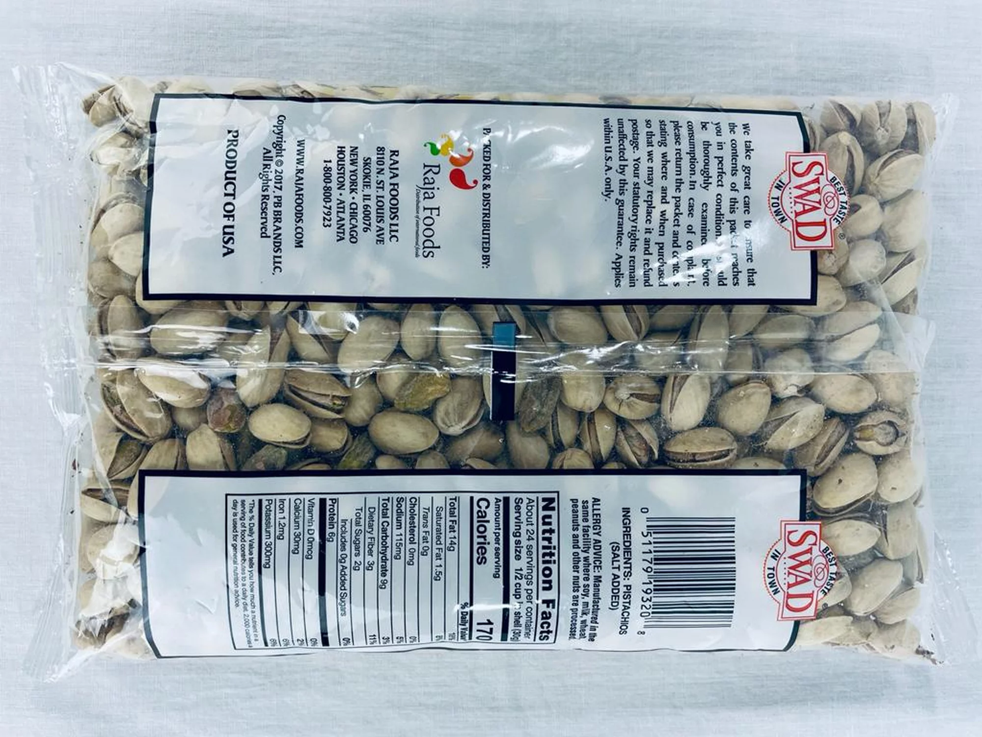SWAD Salted White Pistachios - 680 Grams (24oz)