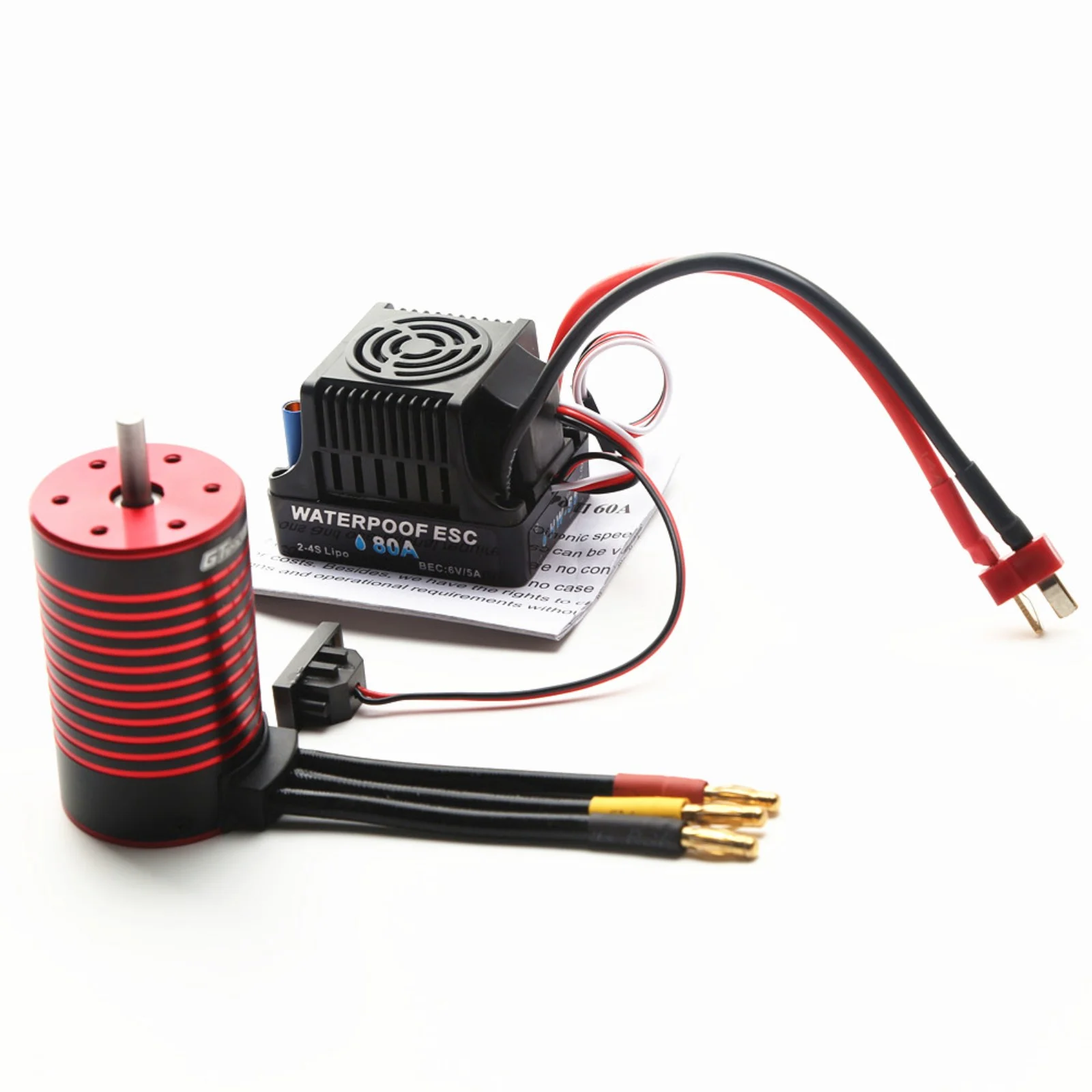 GTSKYTENRC waterproof 3660 Brushless Motor 3800KV with 80A Brushless ESC for Trax4 Remote Control Car 1/8/1/10 Tamiya