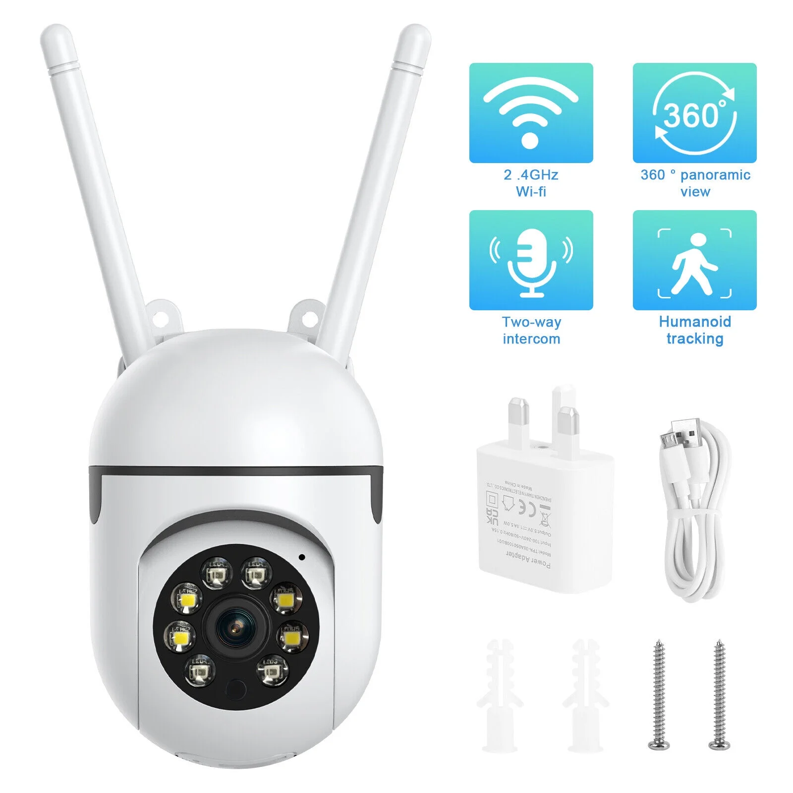 2PCS CCTV Camera 2x 1080P HD WIFI Camera Wireless Outdoor CCTV IP PTZ Smart Home Security IR Cam