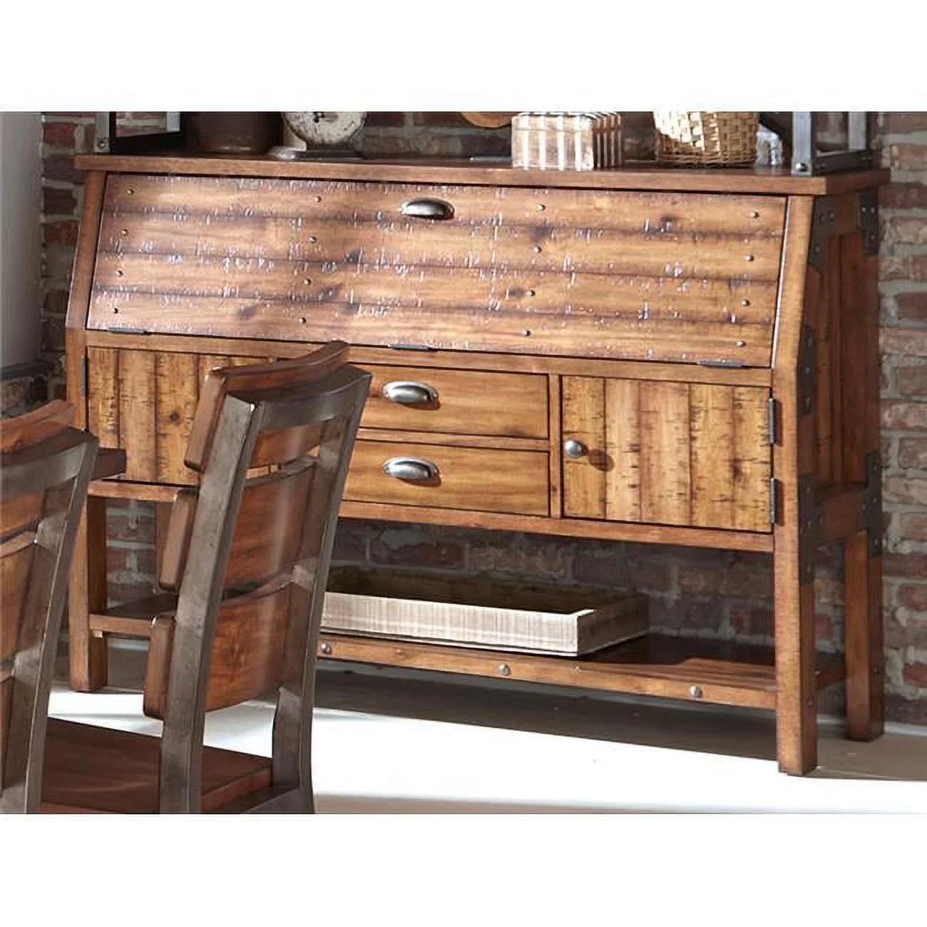 41.25 x 18 x 58 in. Holverson Buffet - Rustic Brown Milk Crate