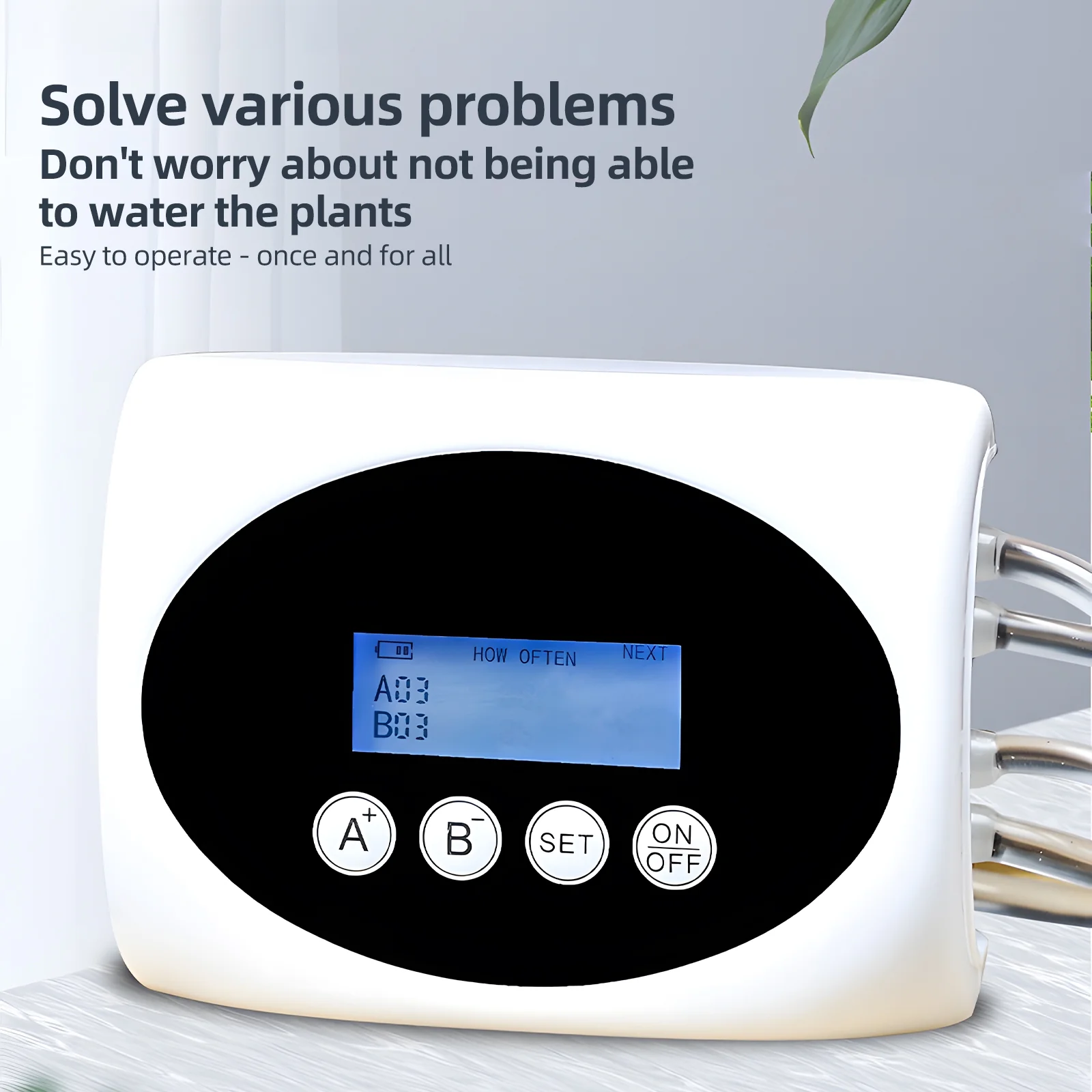 3W Solar Automatic Watering Device Dual Pump Timed Irrigator for 15 Pots LCD Display USB/Solar Panel Powered Drip Irrigation Kits 10m Tube Length for Flowers Plants