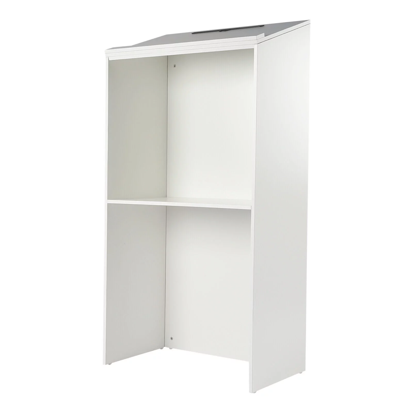 SHZICMY Wood Podium Curve Pulpit Church Podium Lectern Desk Presentation Stand with Shelf White