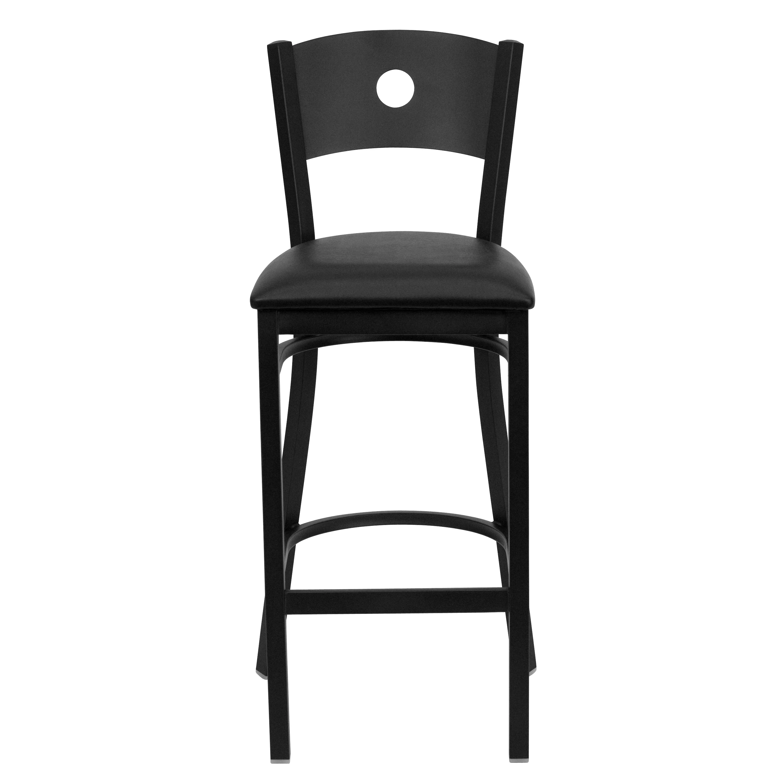 Flash Furniture 2 Pk. HERCULES Series Black Circle Back Metal Restaurant Barstool - Black Vinyl Seat