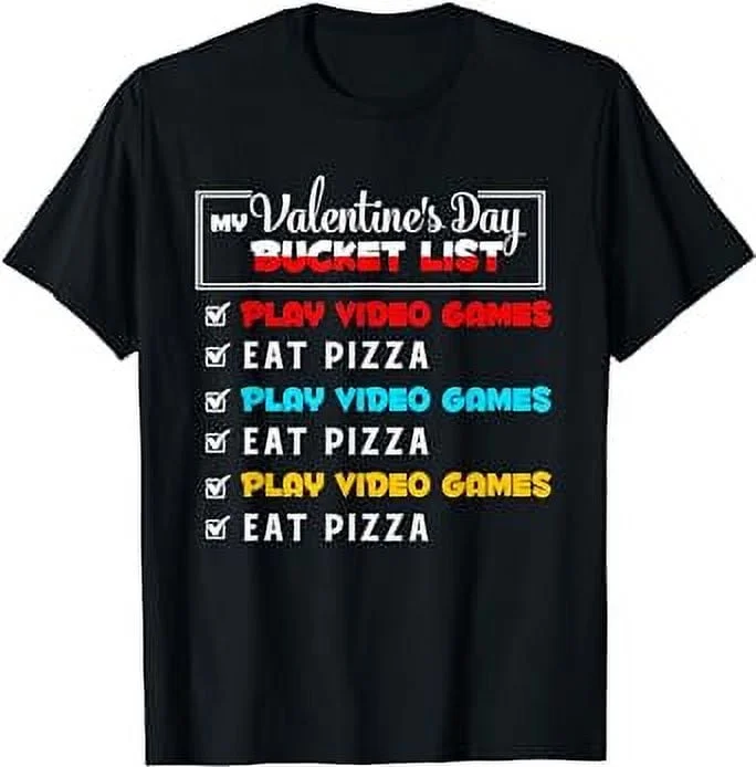 GOSMITH My Valentines Day Funny Bucket List Gamer Boys Men Saint T-Shirt black