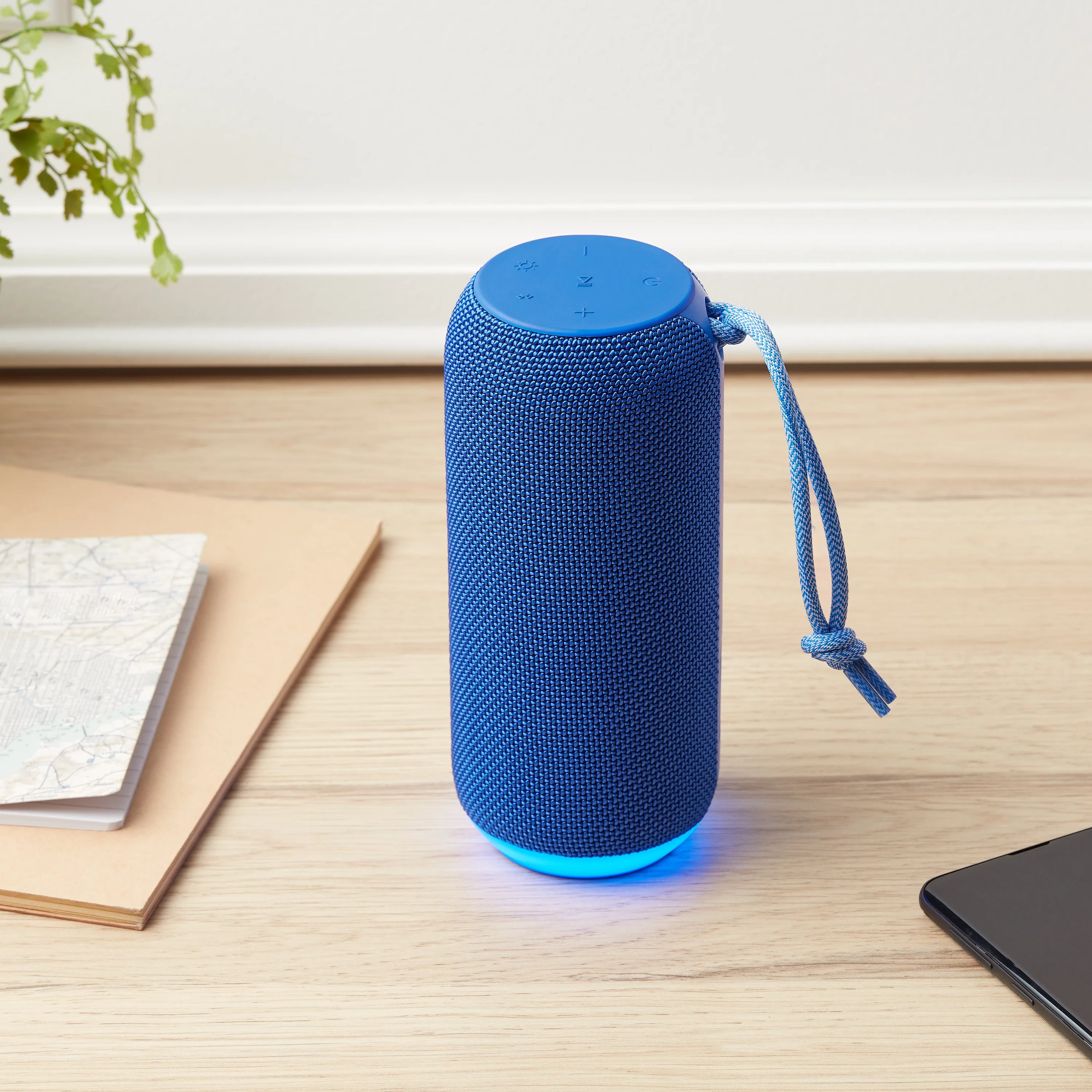 onn. Portable Bluetooth Speaker with LED Lighting, Cobalt, AAABLU100006889